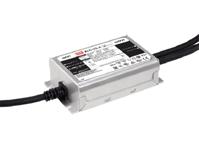 Источник питания AC-DC, 25Вт, стабилизатор тока, IP67, вход 90…305В AC, 47…63Гц, ККМ, выход 250…1050мА/22…54В (режим пост. мощности), изоляция 3750В AC, в кожухе 105х63х30мм, -40…+85°С (корпус), встр. потенциометр