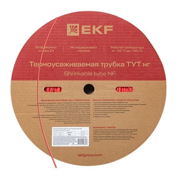Трубка термоусаживаемая ТУТ нг 6/3 красная рулон PROxima