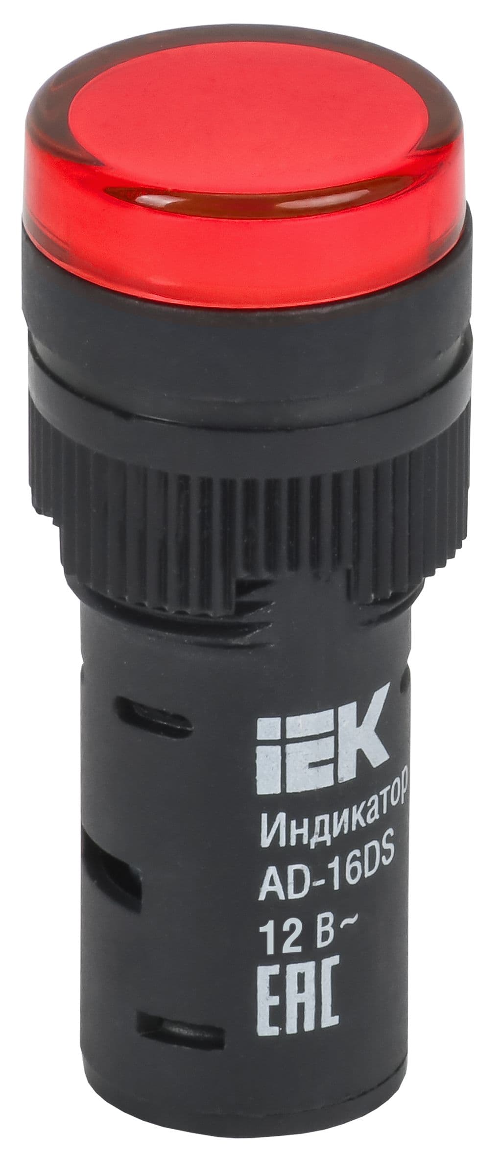 Лампа AD16DS LED матрица d16мм красный 12В AC/DC