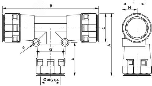 Тройник DN 10/10/10 мм полиамид черный