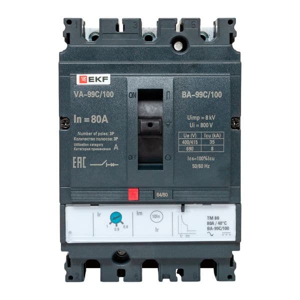 Выключатель автоматический трехполюсный ВА-99C 100/80А 35кА