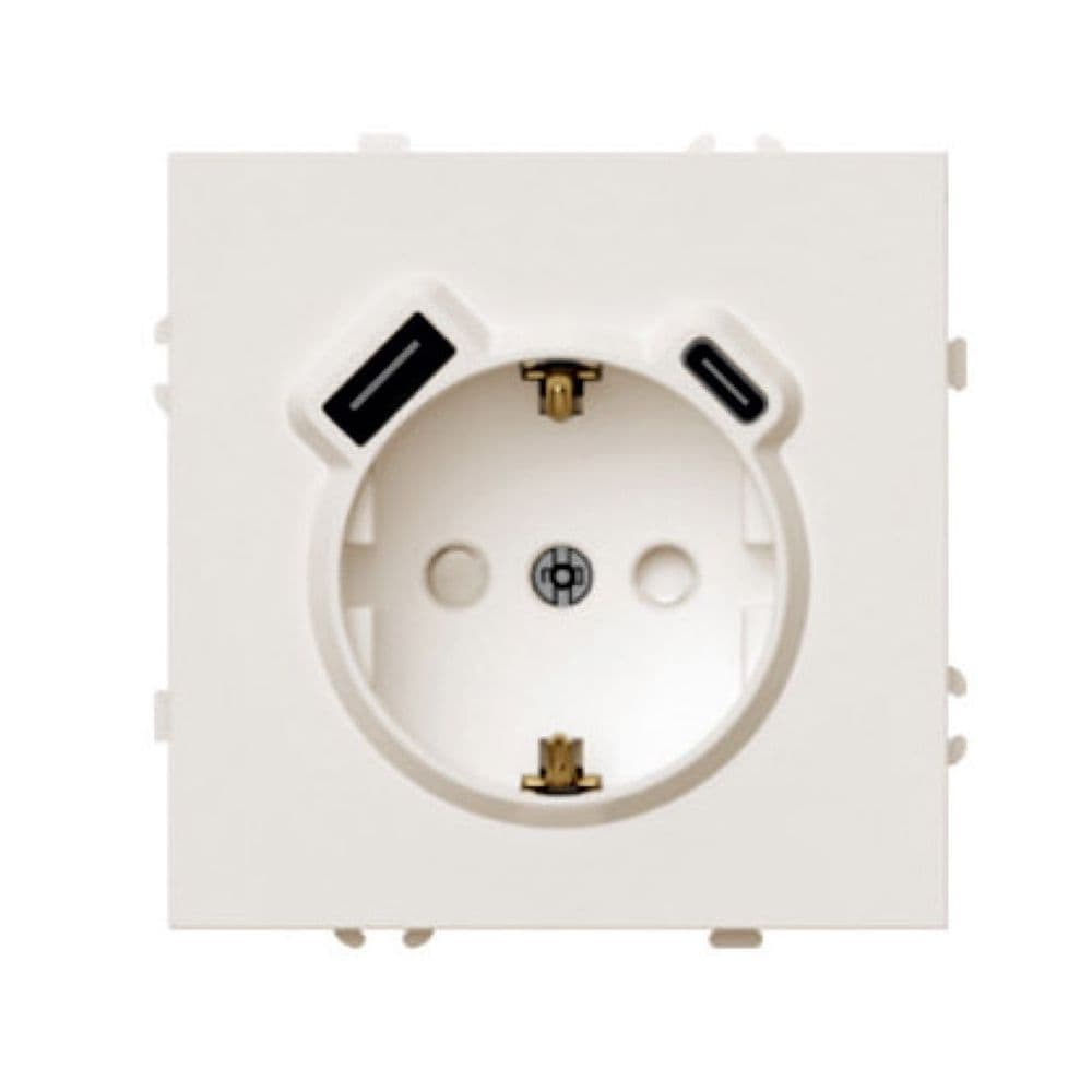 Розетка 1-местная з/ш с/з 16А + USB + Type C (механизм) 250В 20W кашемир soft touch серия Эмили STEKKER