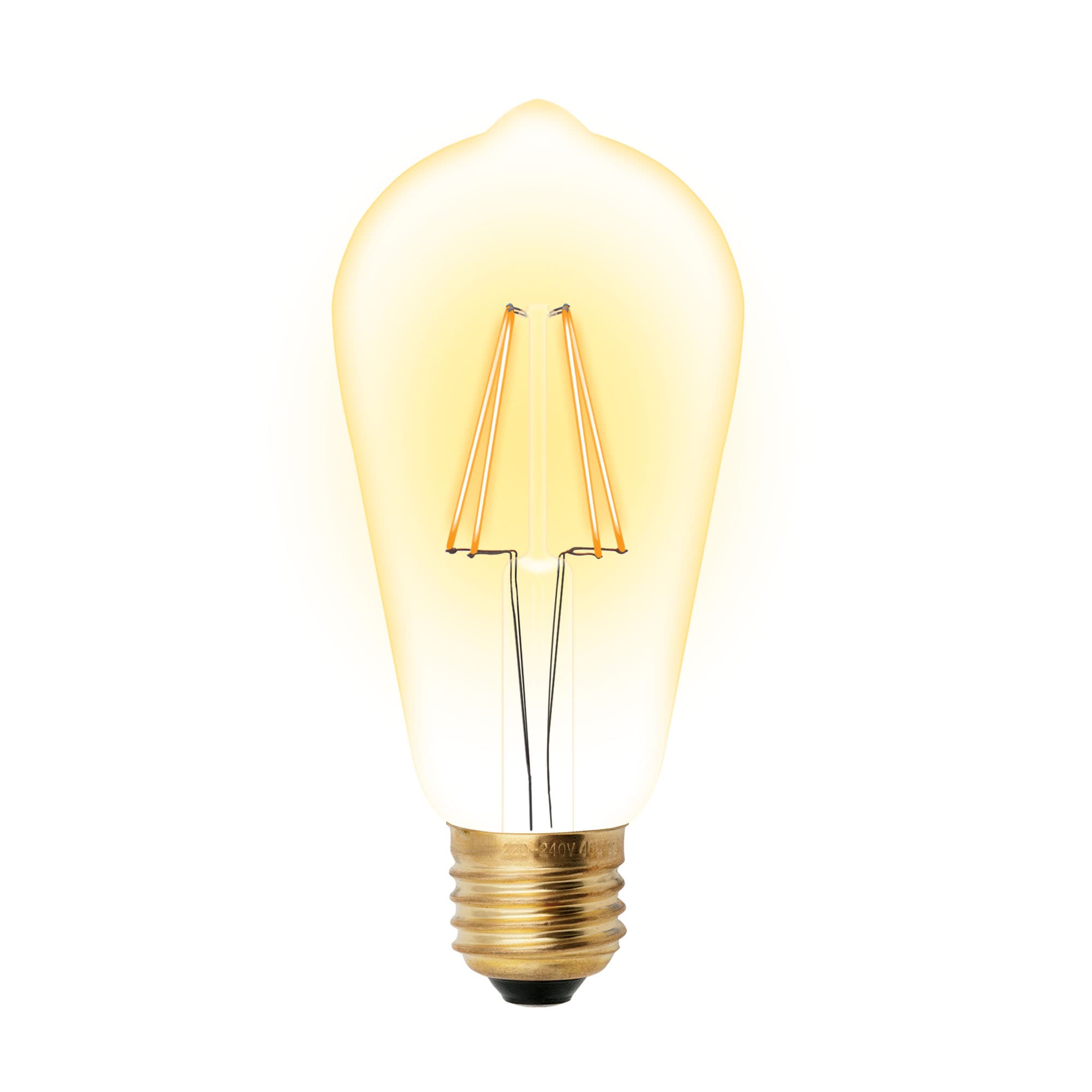 Лампа светодиодная декоративная LED 5вт 220-250В конус 450Лм Е27 2250К золотая колба Vintage