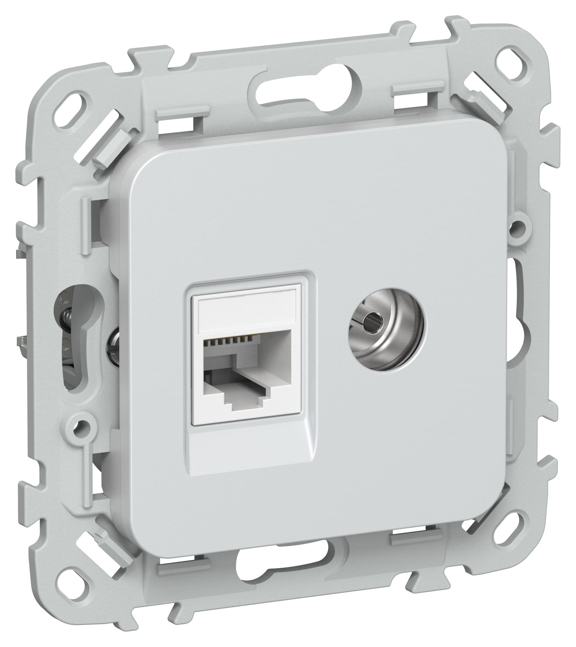 FLITE Розетка 2-местная RJ45/TV категория 5Е UTP РКТВ5е-2-0-ФлЖ жемчуг IEK