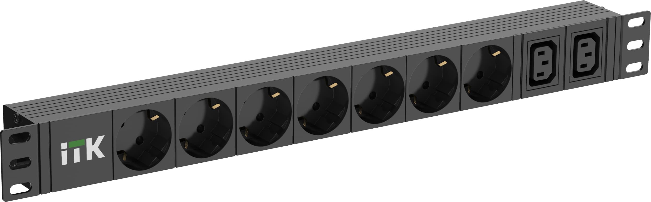Блок распределения питания PDU 7 розеток нем ст + 2 С13 1U каб 2м нем ст