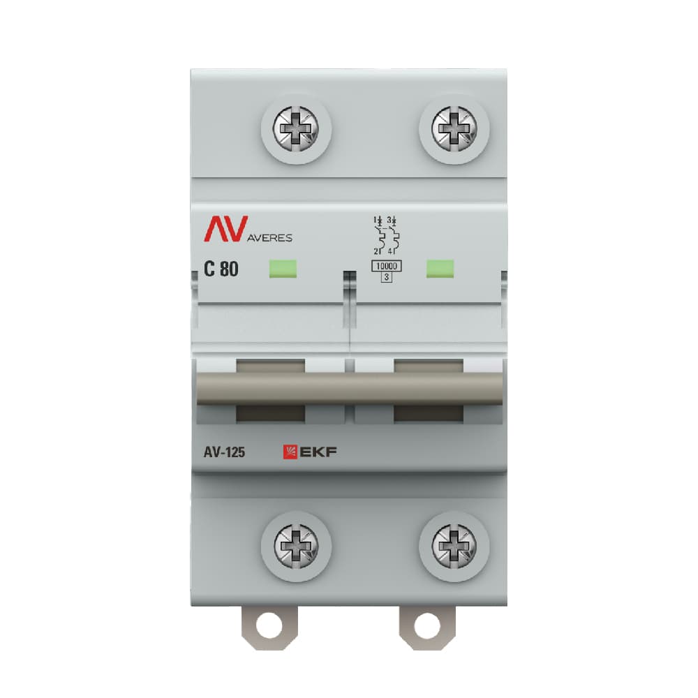Выключатель автоматический AV-125 2P 80A (D) 10kA AVERES