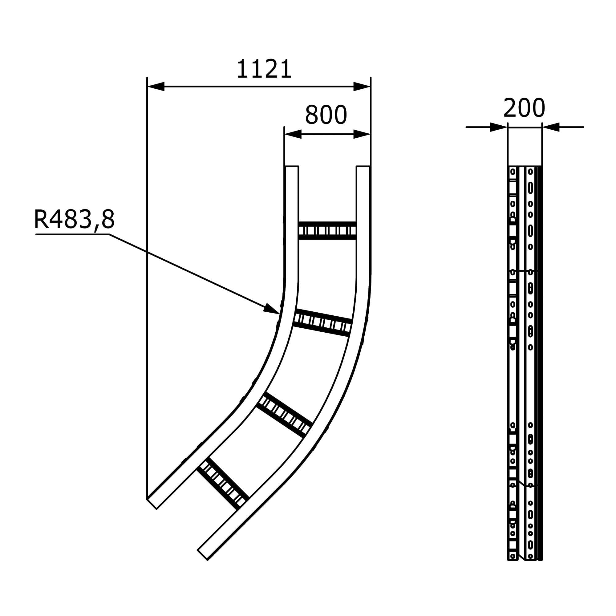 Угол лестничный 45 градусов 200x800 R660