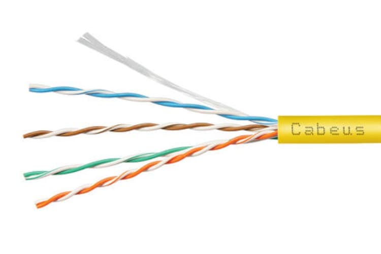 Витая пара UTP (U/UTP), категория 5e, 4 пары (24 AWG), одножильный, желтый, LSZH, нг(А)-HF, (50 м)