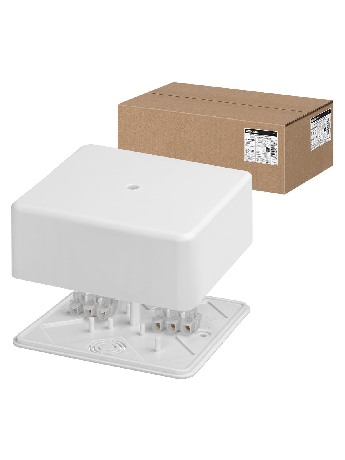 Коробка распаячная КР 100х100х44 ОП с клем. колодкой белая IP40 TDM