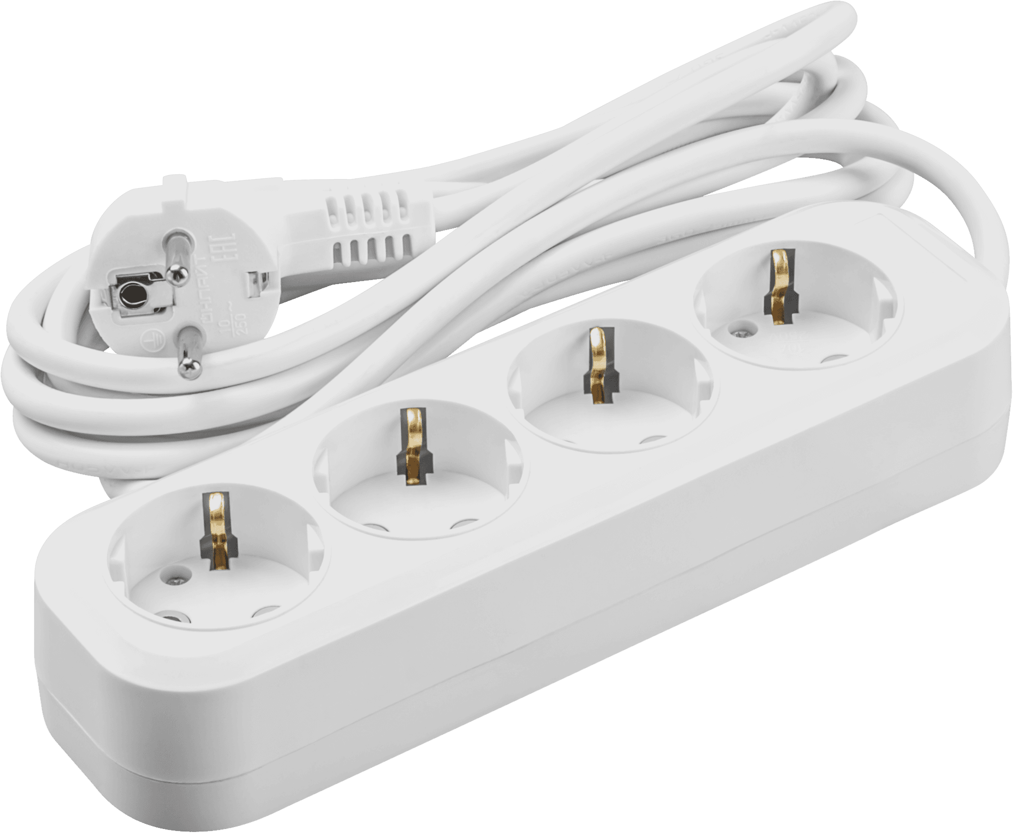 Удлинитель бытовой OPE-S-04-200-E-3x1 с заземлением 4 розетки 2м ПВС 3х1 3500Вт