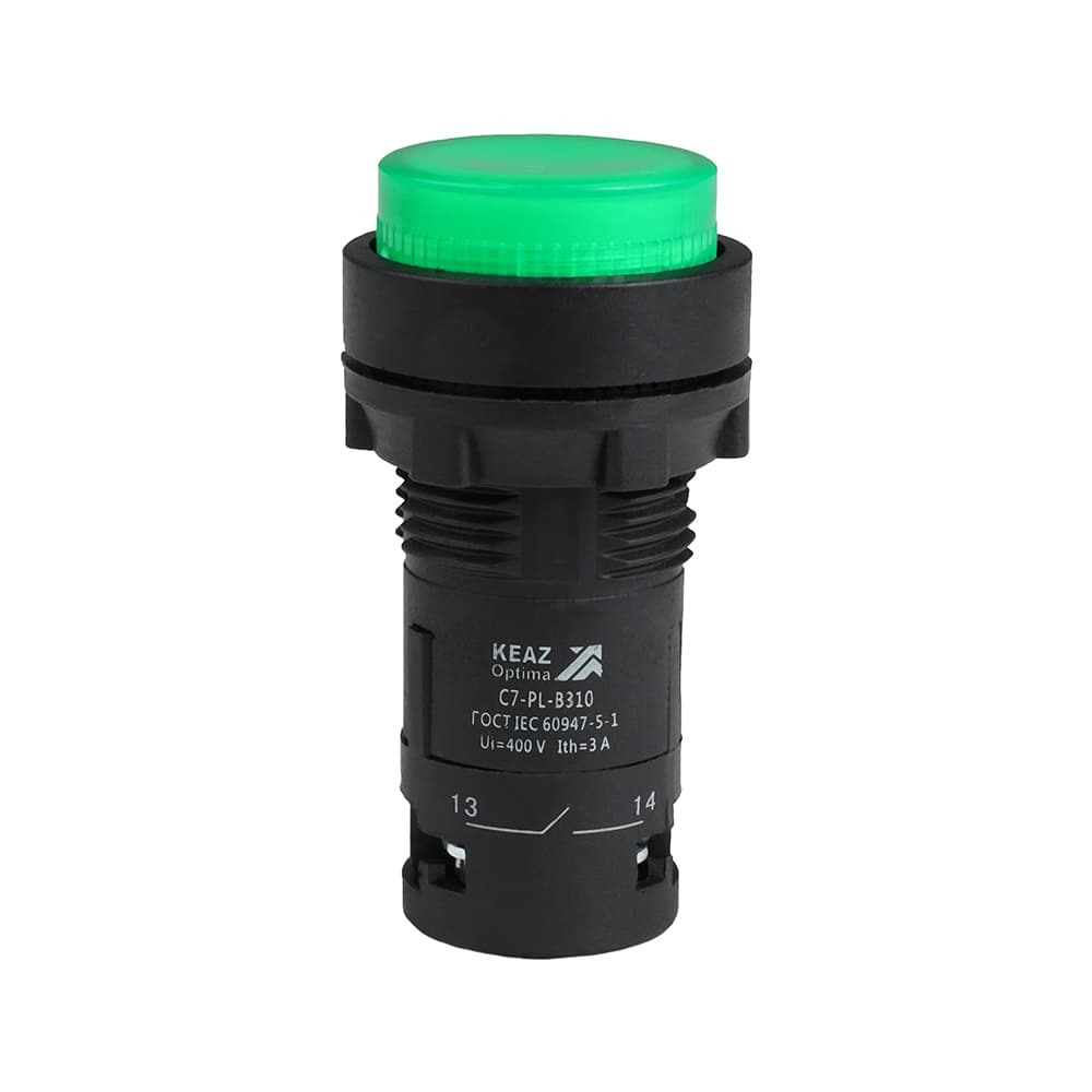 Кнопка с подсветкой OptiSignal Compact D22 C7-PL-B310 зеленая 1НО 24 В AC/DC XB7NW33B1