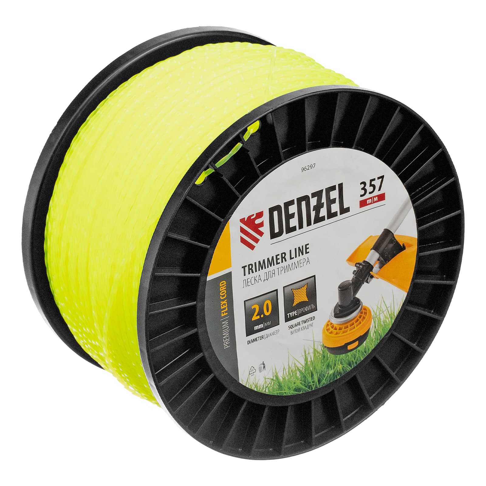 Леска для триммера витой квадрат, 2,0мм х 357м, на DIN катушке FLEX CORD