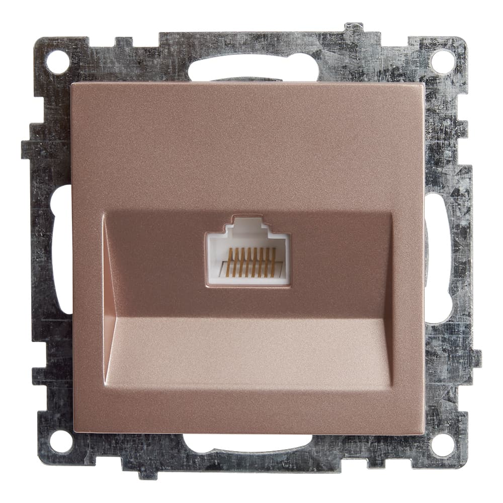 Розетка компьютерная 1-местная RJ-45 (механизм), серия Катрин, шампань