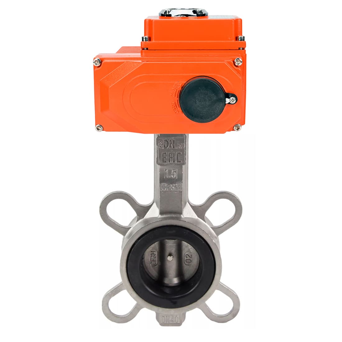 Затвор дисковый поворотный 316L-316L-EPDM Ду50 Ру16, корпус нержавеющая сталь 316L, диск нержавеющая сталь 316L, с электроприводом QT2-003-220VAC