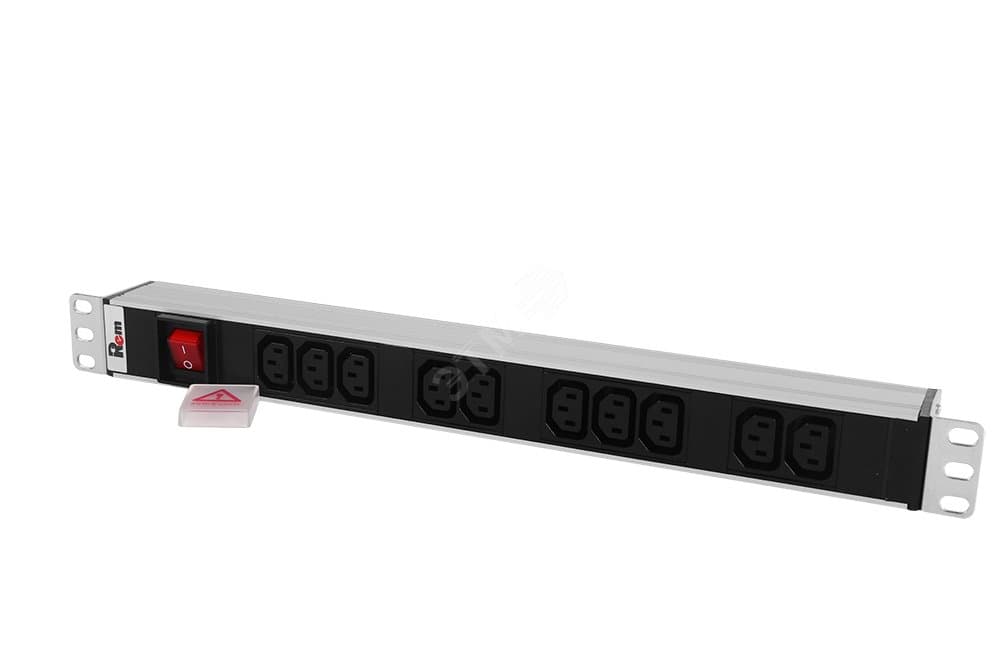Блок розеток Rem-10 без шнура с выключателем 10 IEC 60320 C13 вход IEC 60320 C14 10A 19'