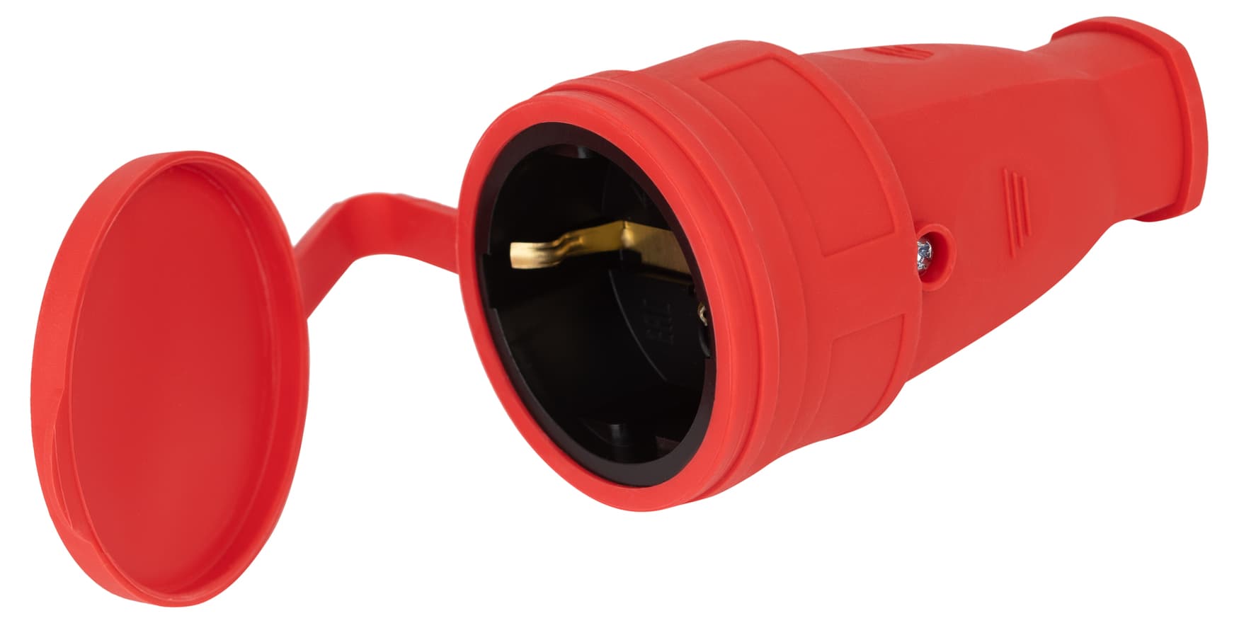 Розетка RX10-R-IP44 каучуковая c заземлением 16А IP44 прямая красная