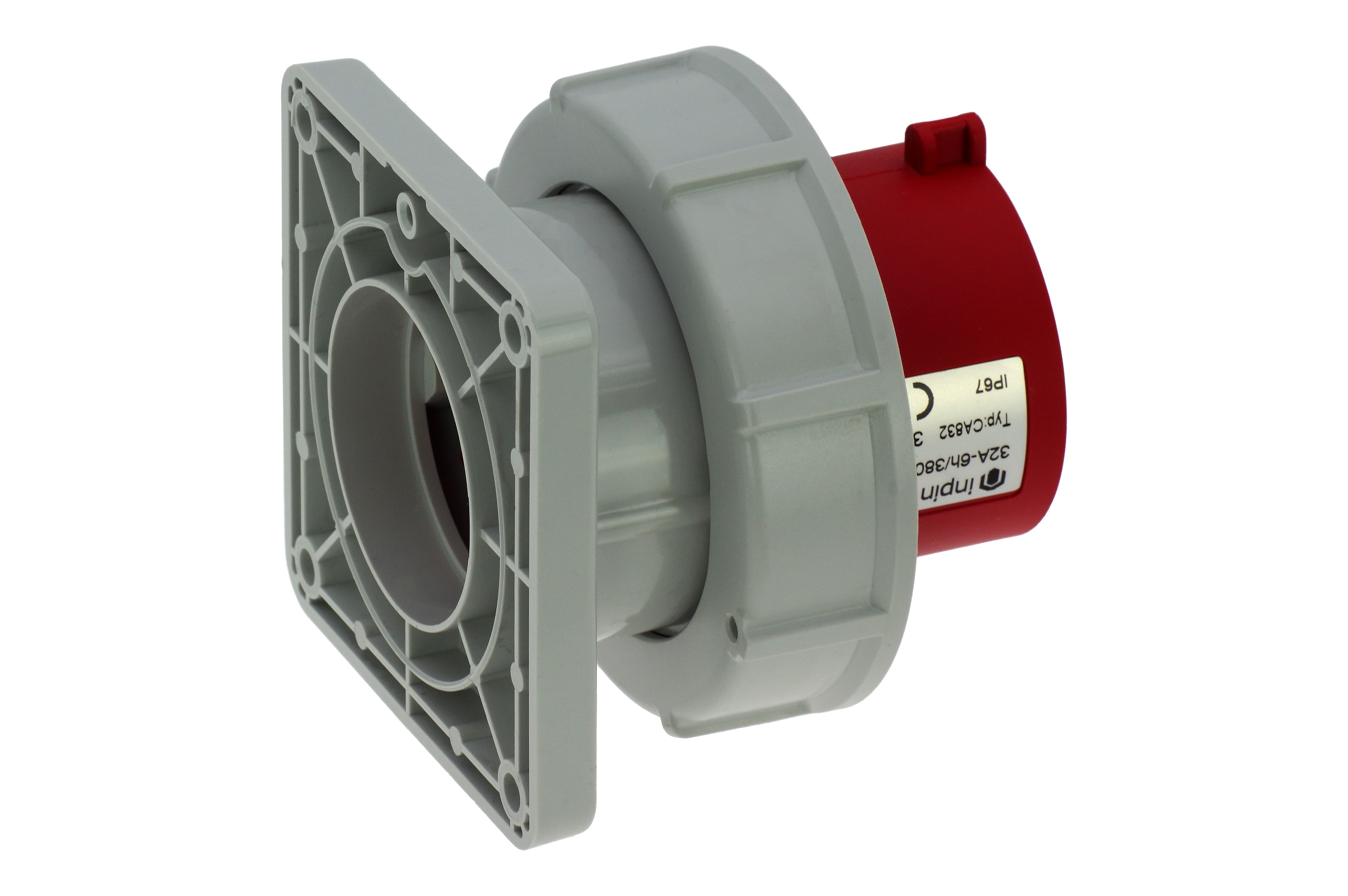 Вилка встраиваемая 32A/400V/3P+E/IP67, фланец 86x86