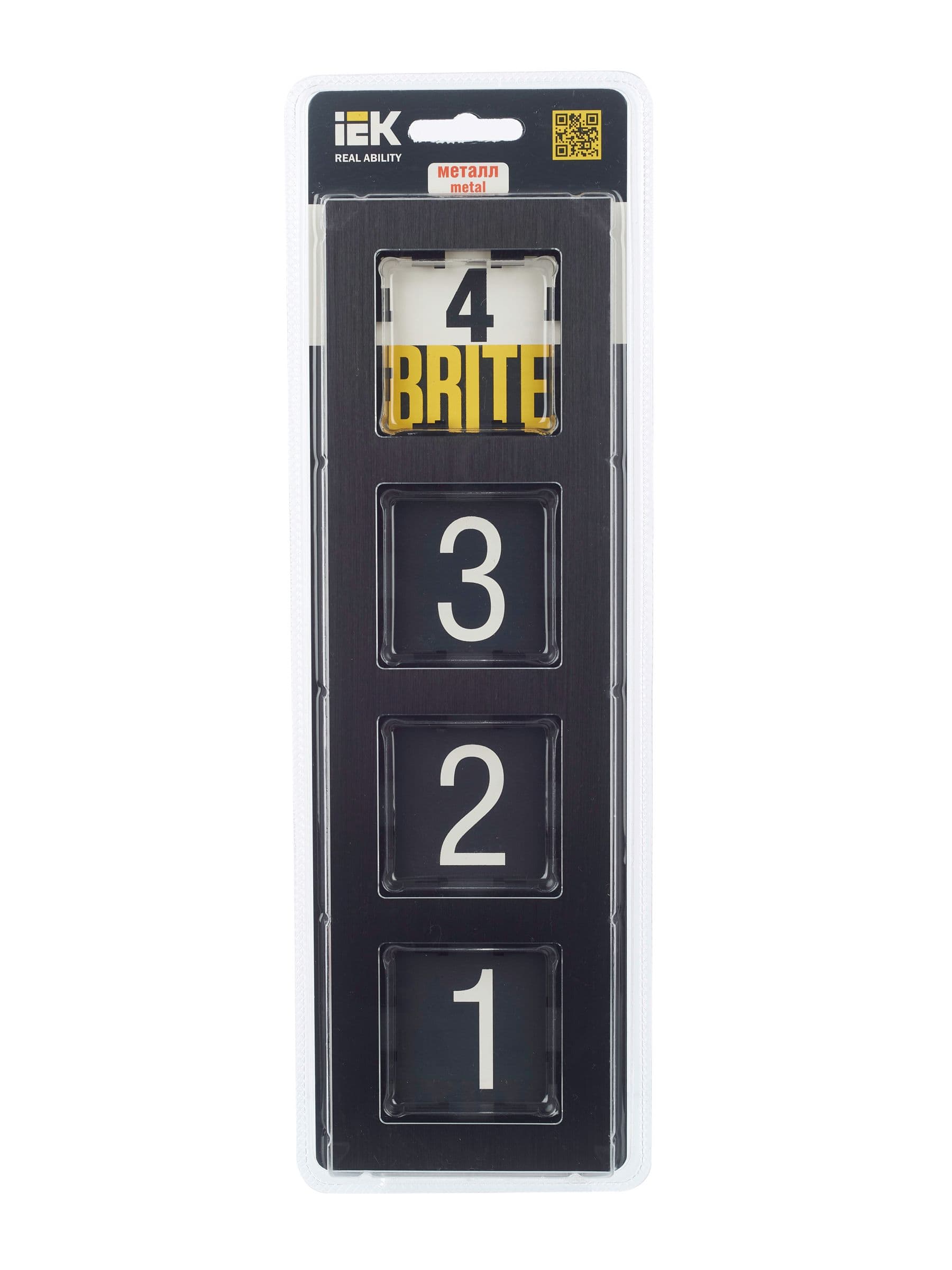 BRITE Рамка 4 -местная РУ-4-1-БрЧ металл черный