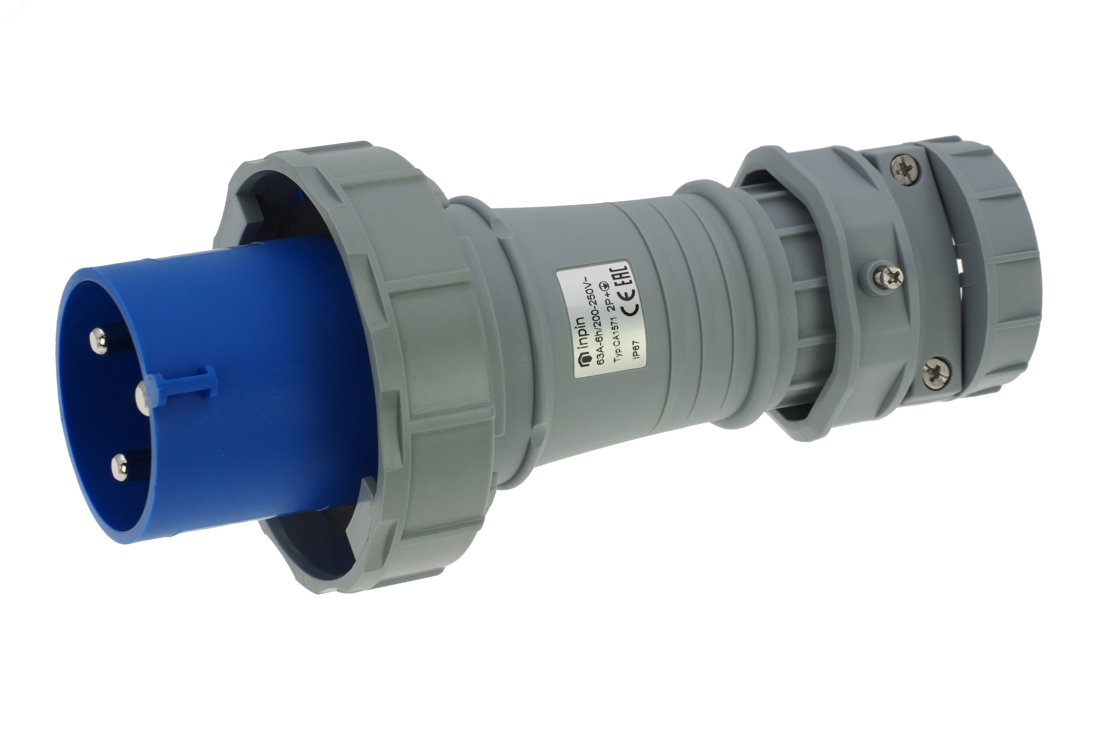 Вилка кабельная 63A/230V/1P+N+E/IP67