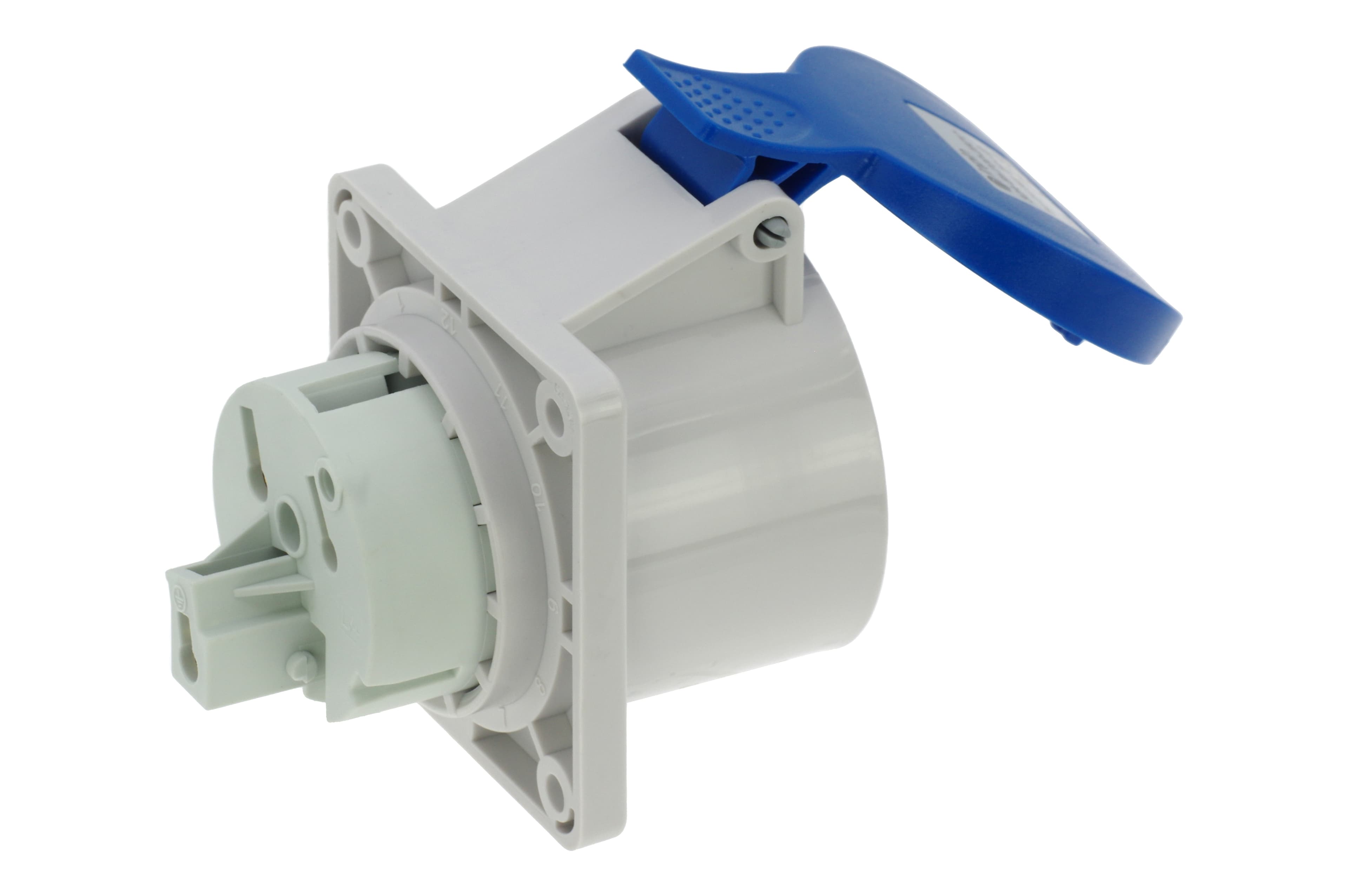 Розетка встраиваемая 32A/230V/1P+N+E/IP44, фланец 75x75