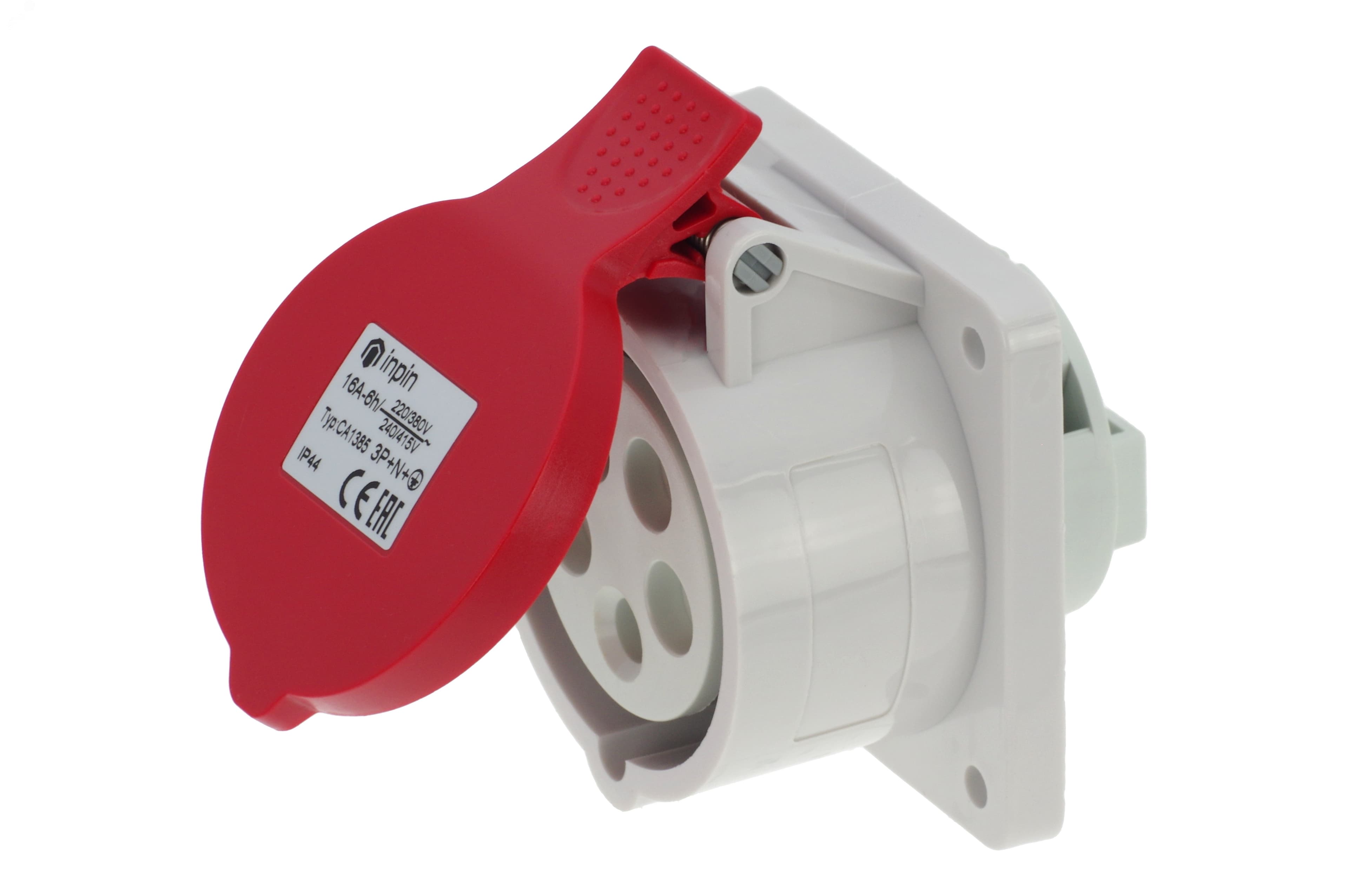 Розетка встраиваемая 16A/400V/3P+N+E/IP44, фланец 75x75