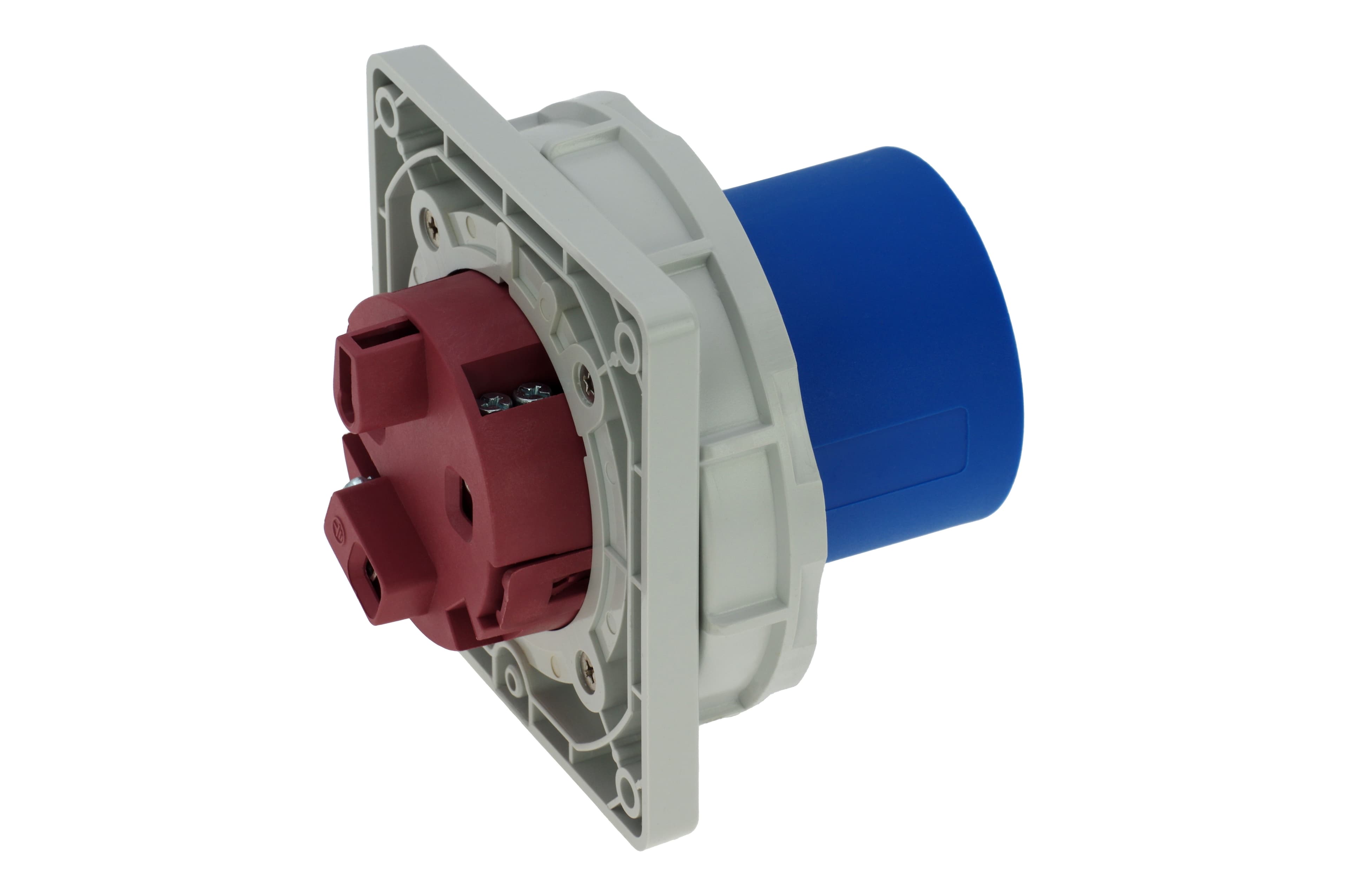 Вилка встраиваемая 63A/230V/1P+N+E/IP67, фланец 106x110