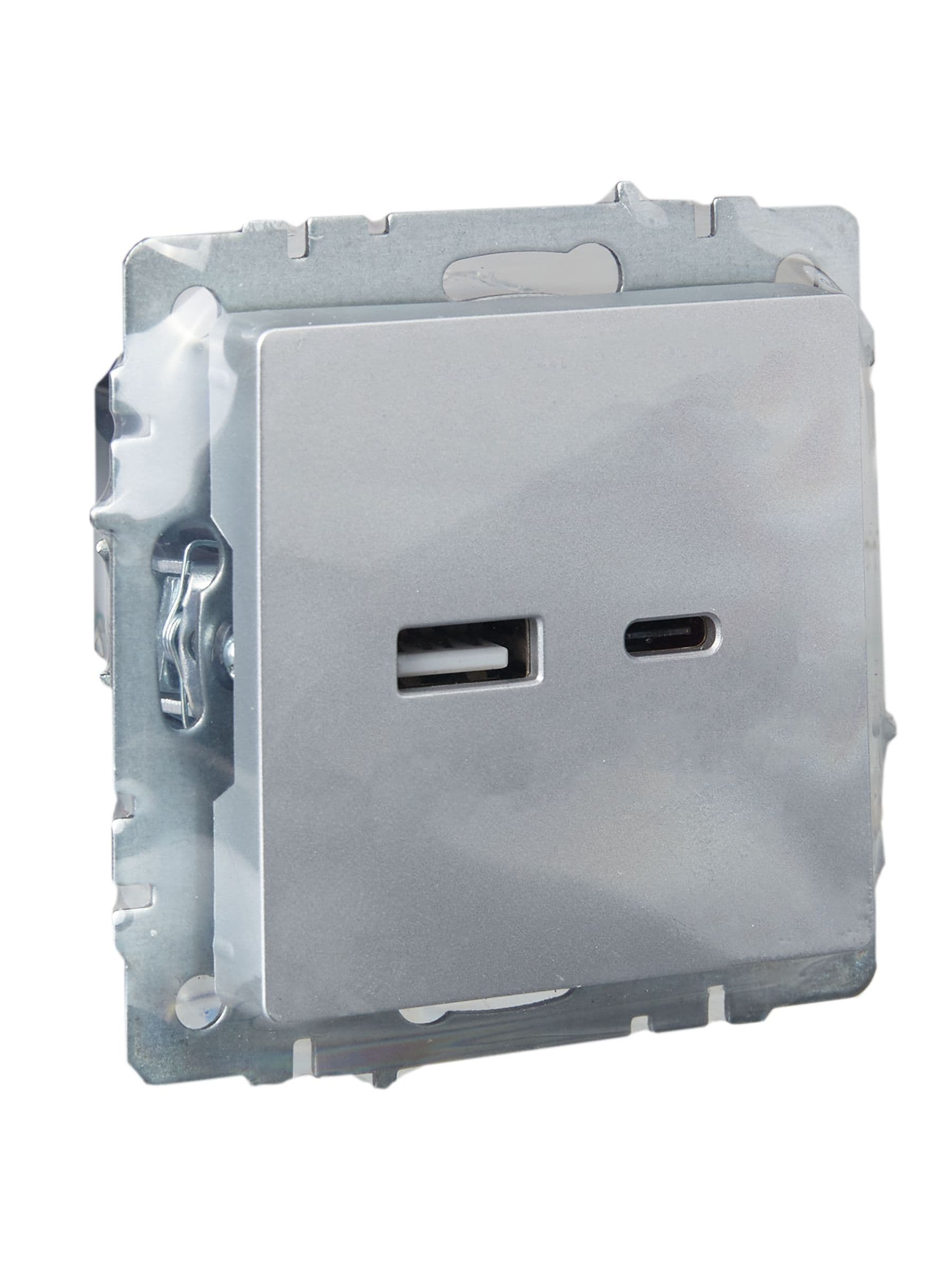 BRITE Розетка USB A+C 18Вт РЮ11-1-БрА алюминий