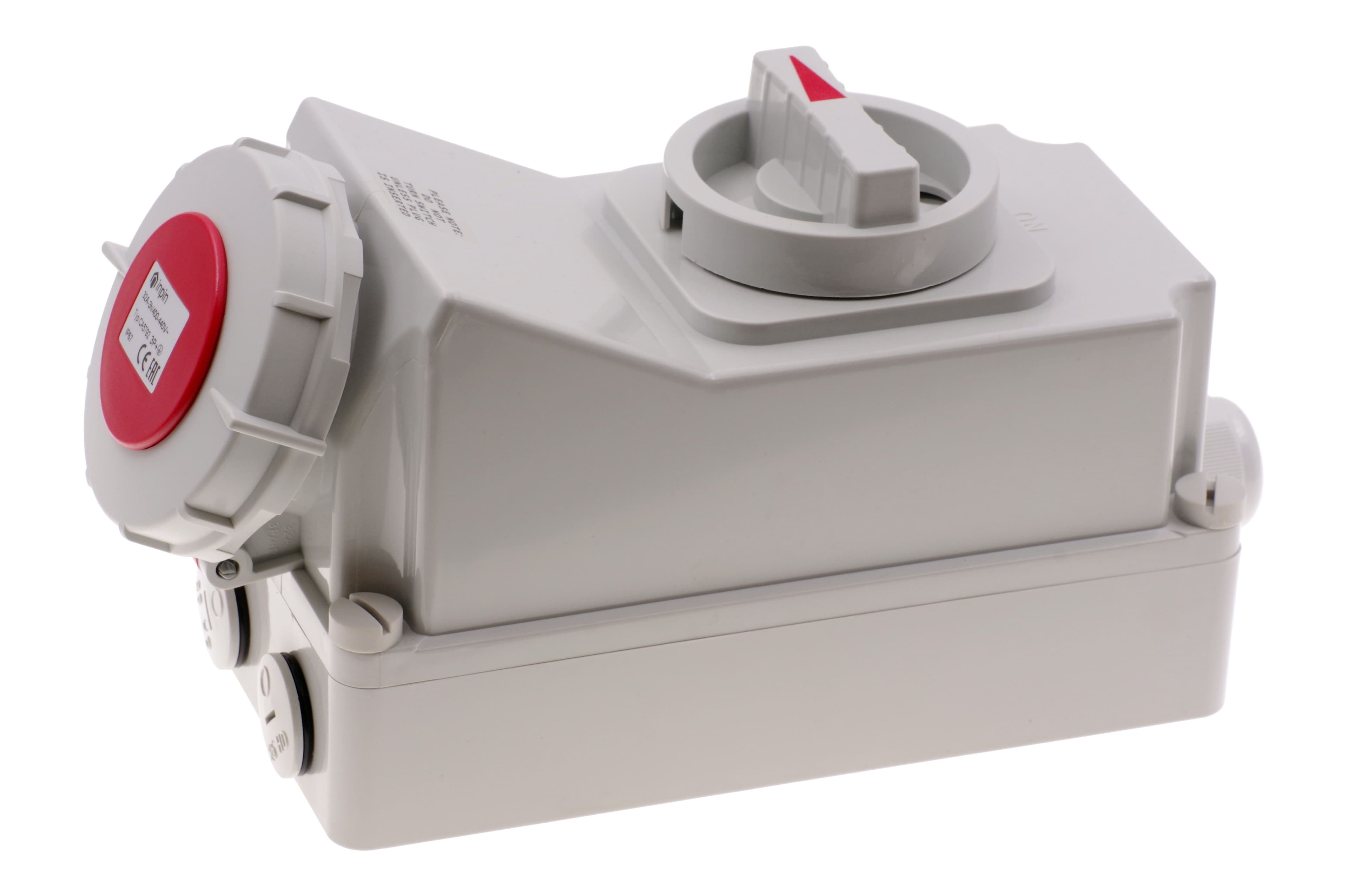 Розетка настенная с выкл. и мех.блокировкой контейнерная 32A/400V/3P+E/IP67,никель.конт