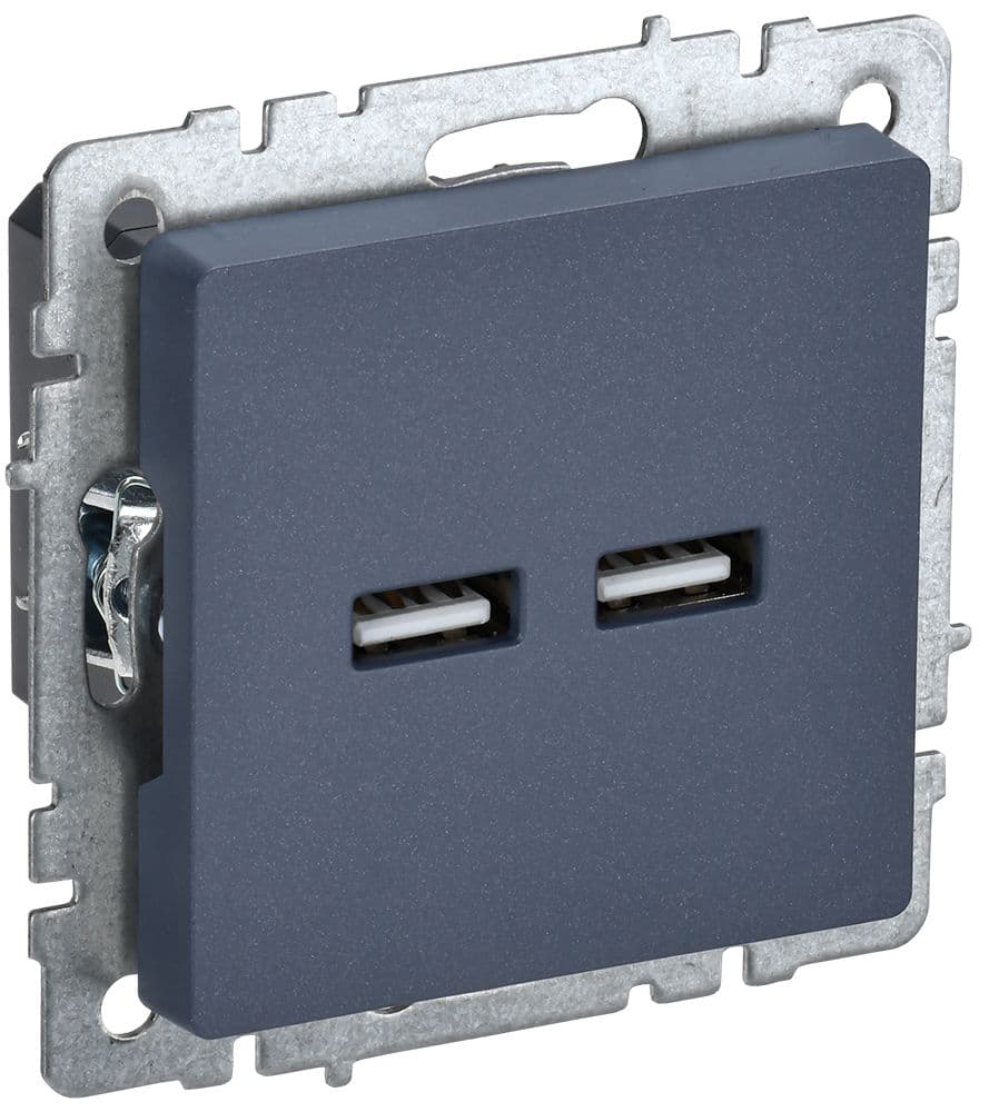 BRITE Розетка USB A+A 5В 3,1А РЮ10-1-БрМ маренго