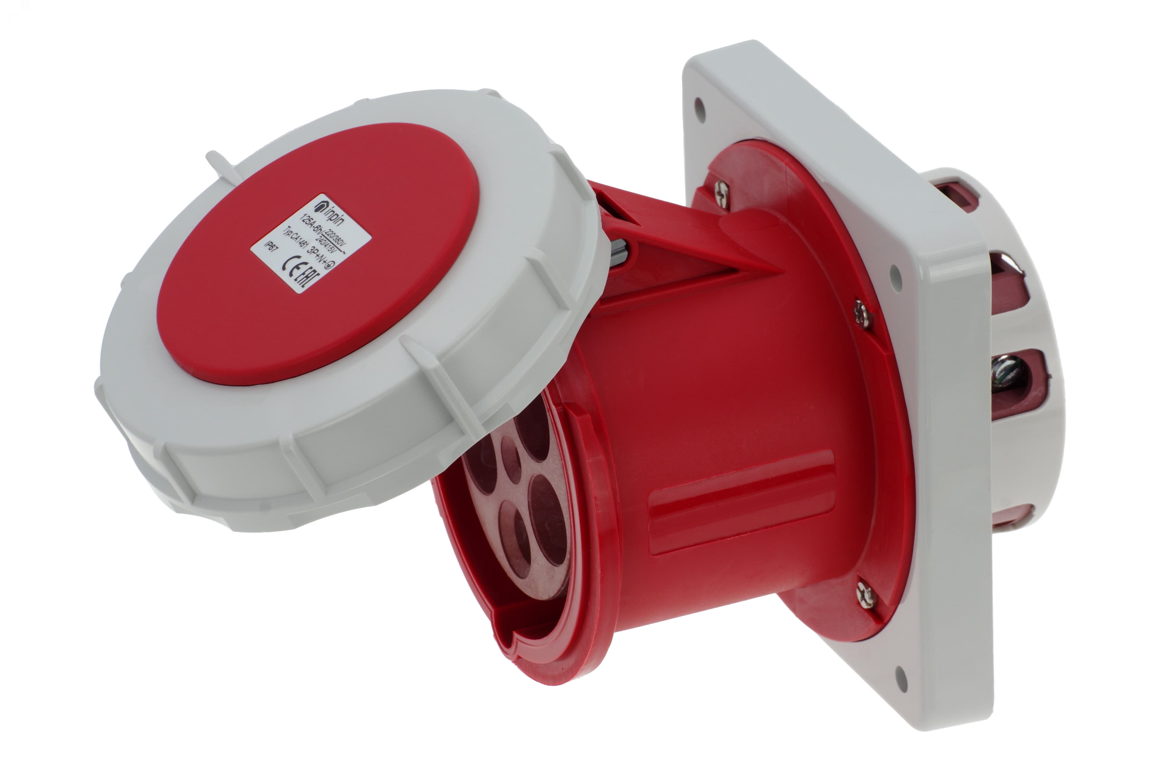 Розетка встраиваемая 125A/400V/3P+N+E/IP67, фланец 130x130