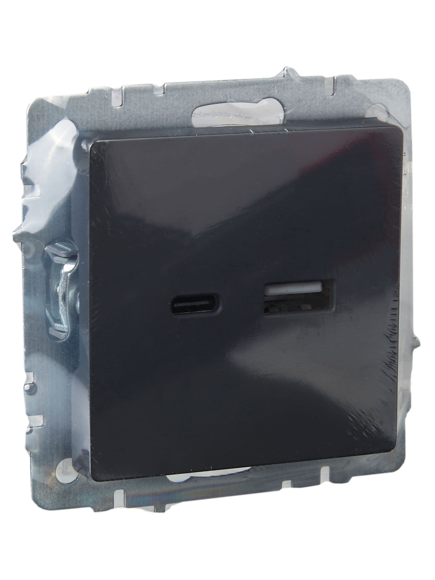 BRITE Розетка USB A+C 18Вт РЮ11-1-БрГ графит