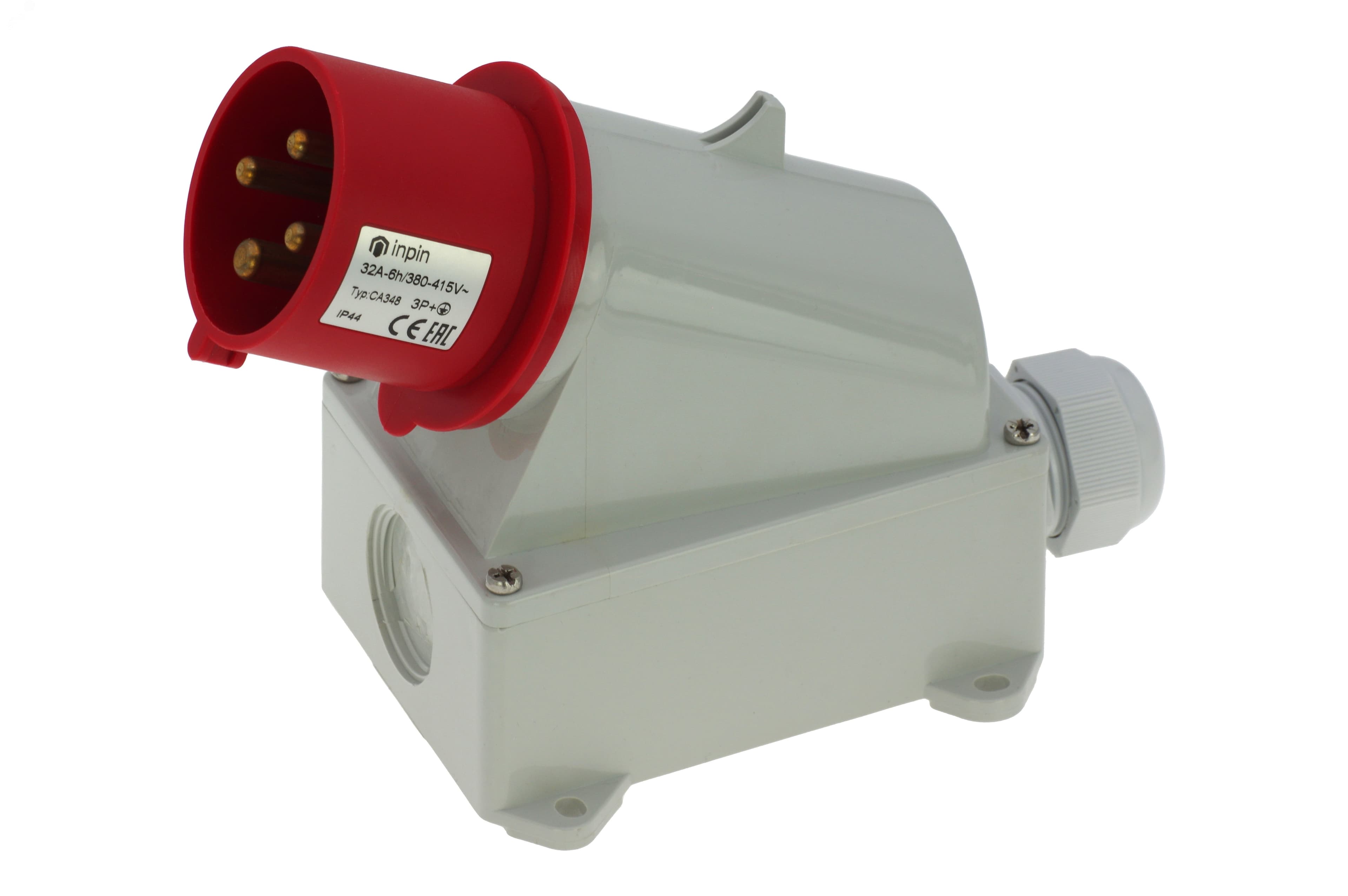 Вилка настенная 32A/400V/3P+E/IP44