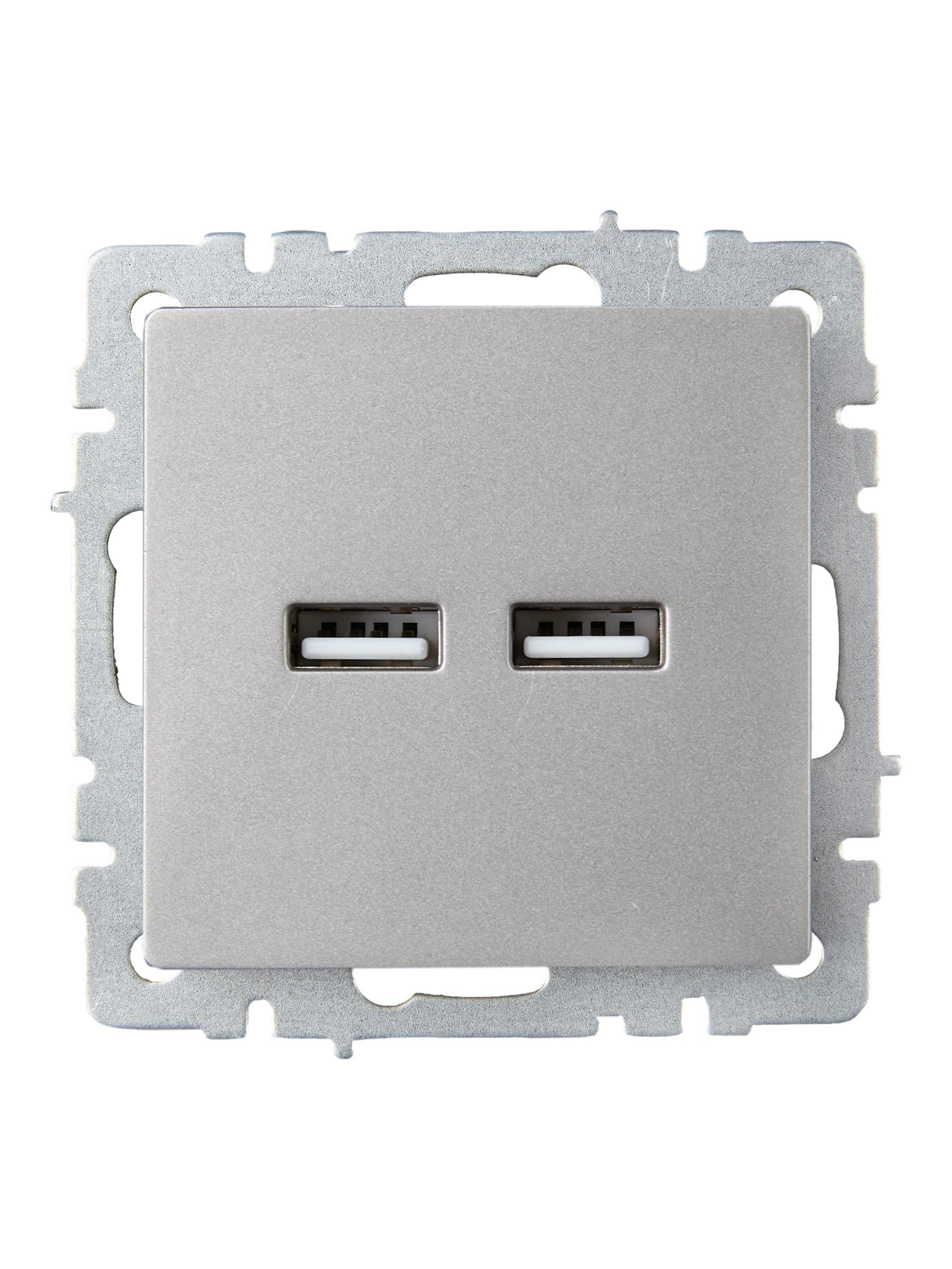 BRITE Розетка USB A+A 5В 3,1А РЮ10-1-БрС сталь