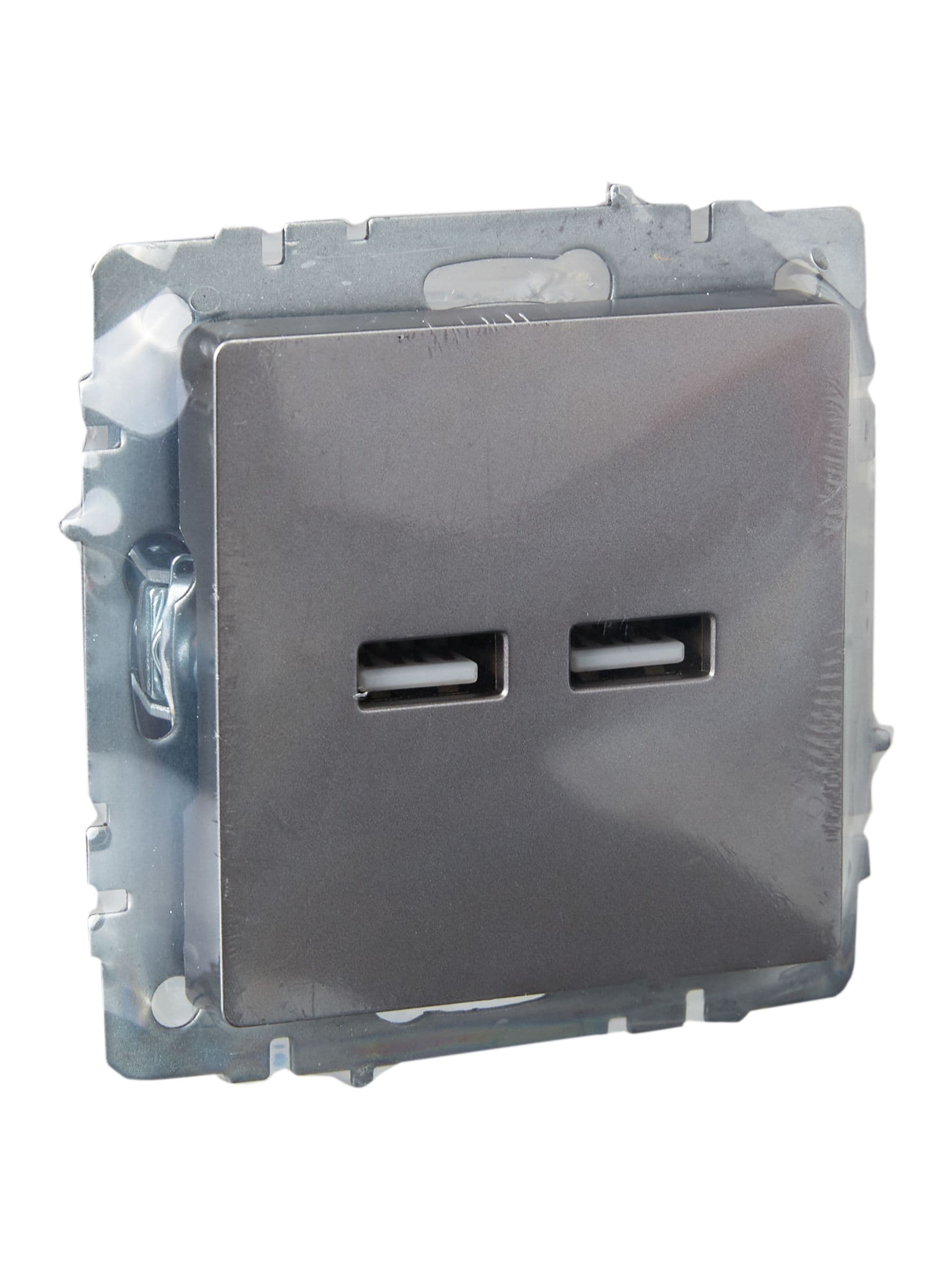 BRITE Розетка USB A+A 5В 3,1А РЮ10-1-БрС сталь