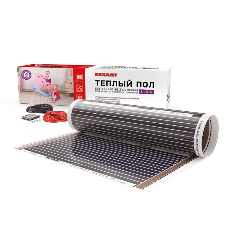 Теплый пол пленочный Ultra RXM 220, площадь 6 кв м, 0.5х12 м, 1320 Вт, REXANT