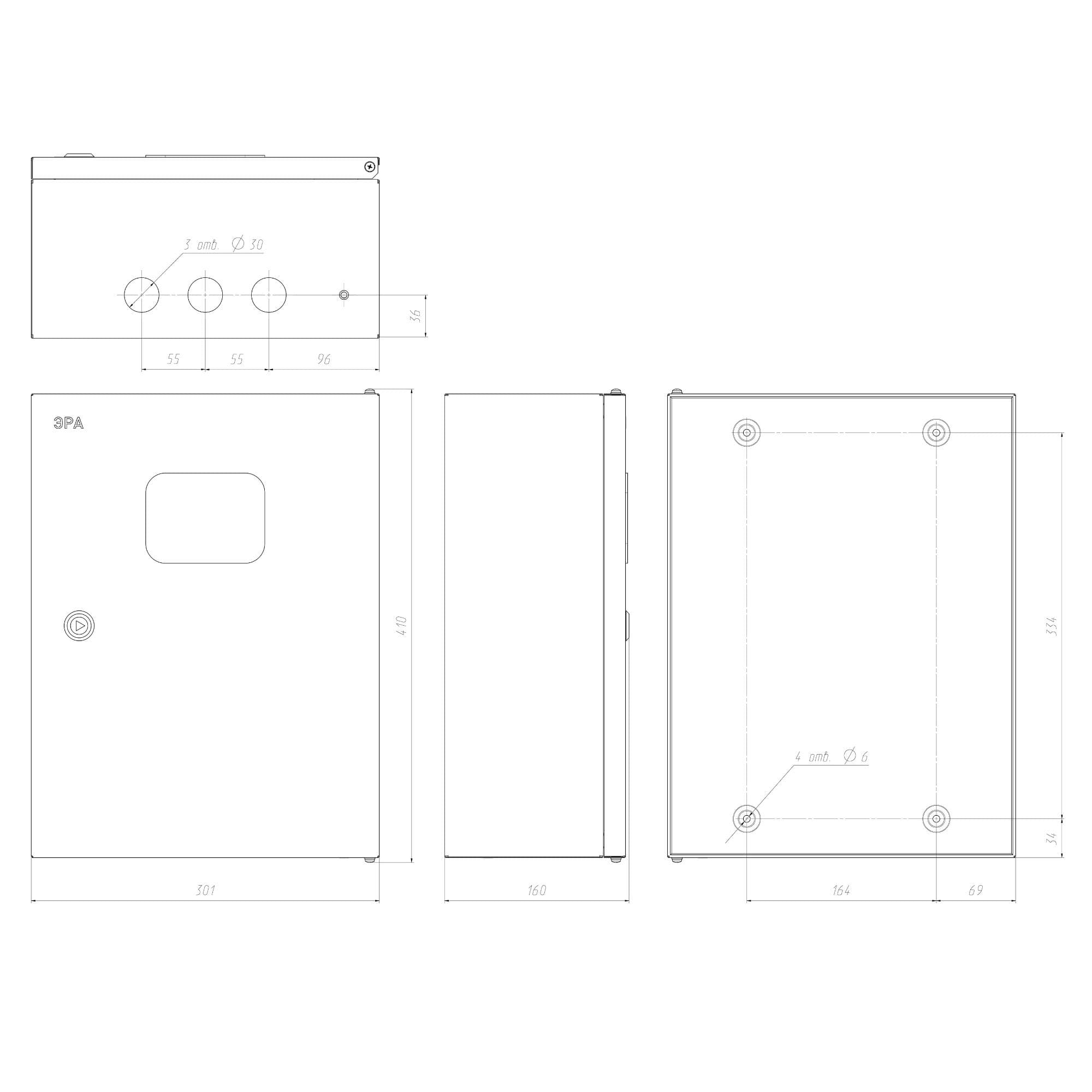 Корпус металлический ЩМПг-04 с окном (400х300x175) IP54 У2 серый SIMPLE