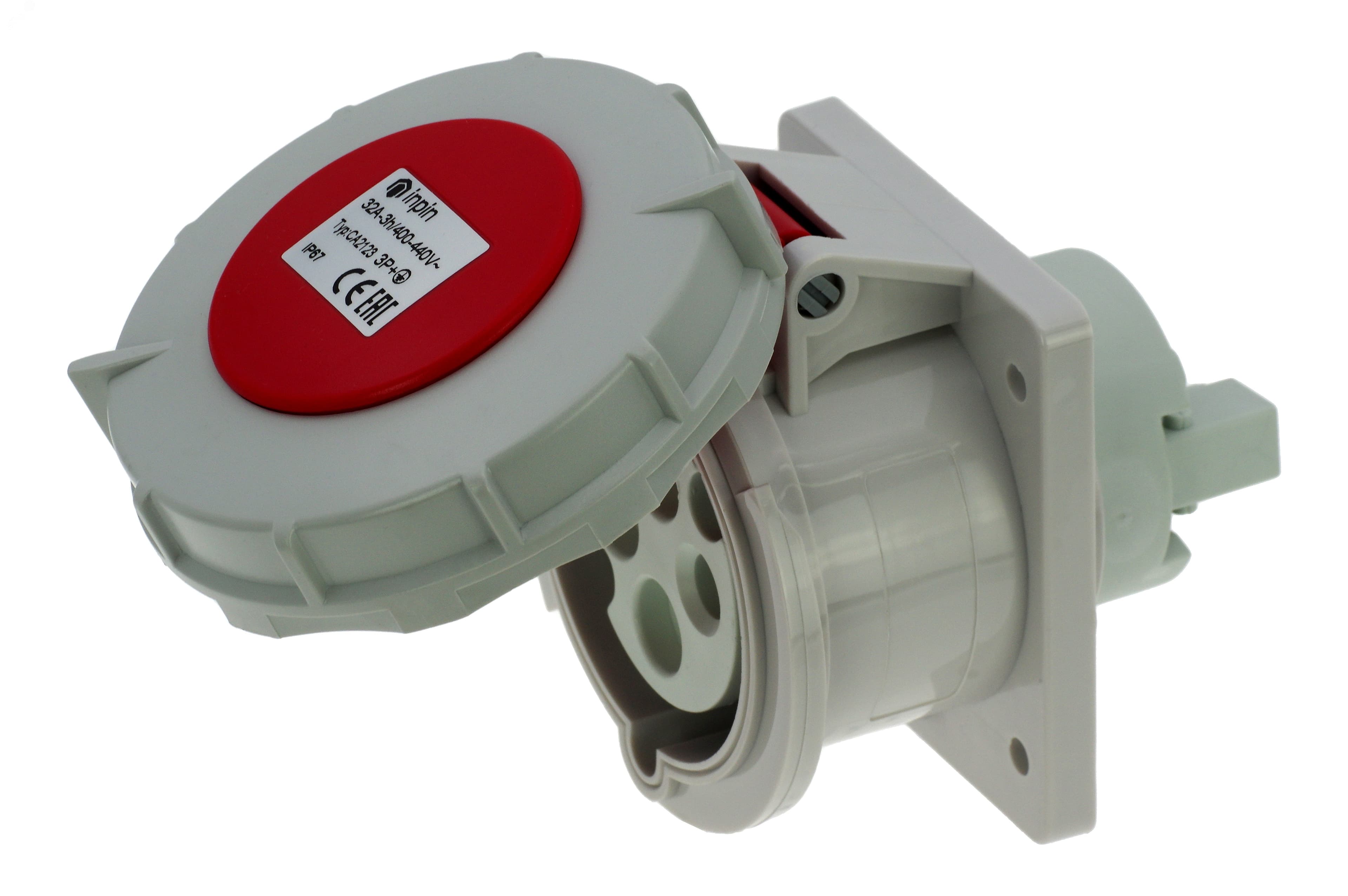 Розетка встраиваемая прямая контейнерная 32A/400V/3P+E/IP67/3h, никель. конт.