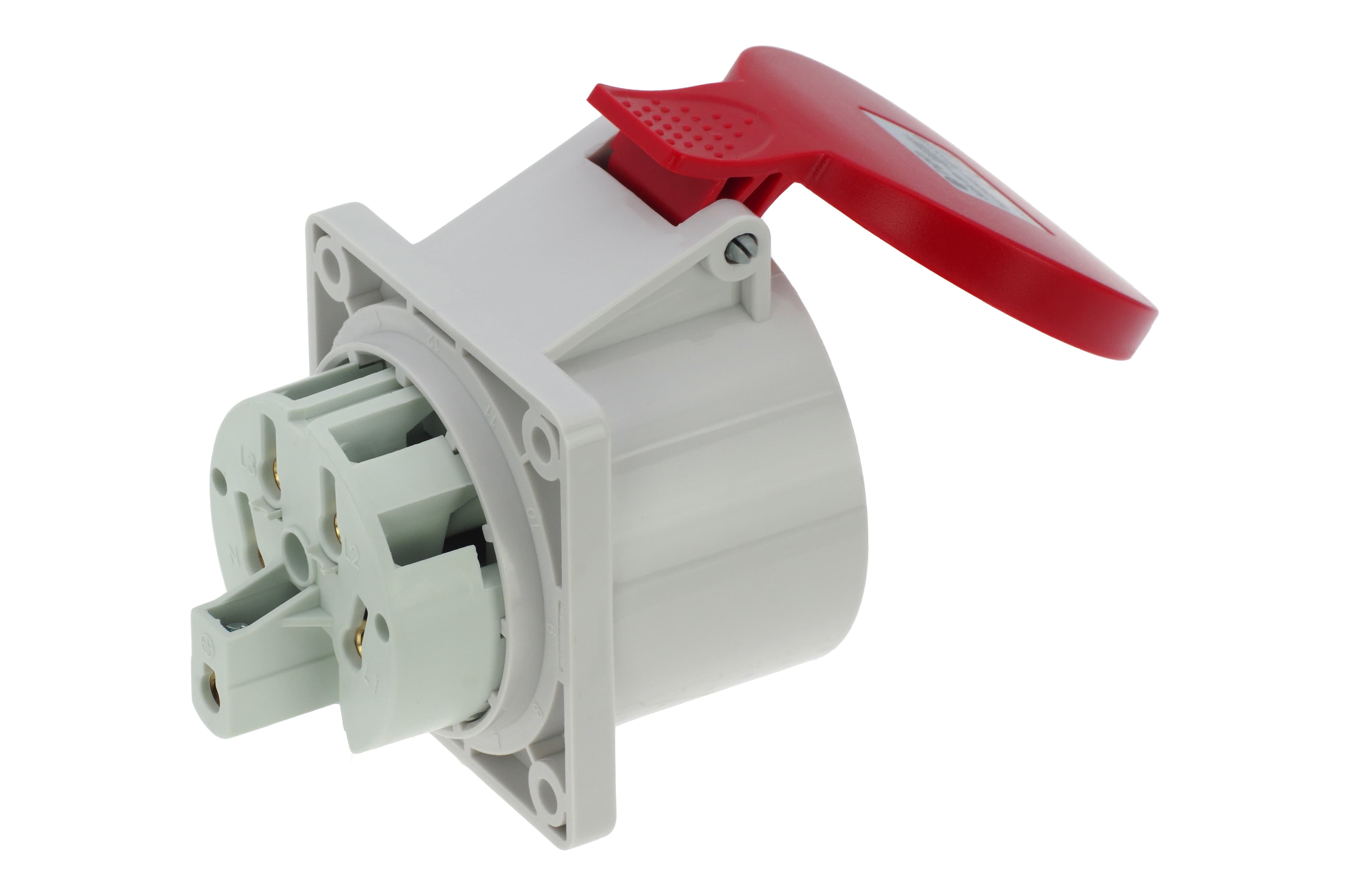 Розетка встраиваемая 32A/400V/3P+N+E/IP44, фланец 75x75