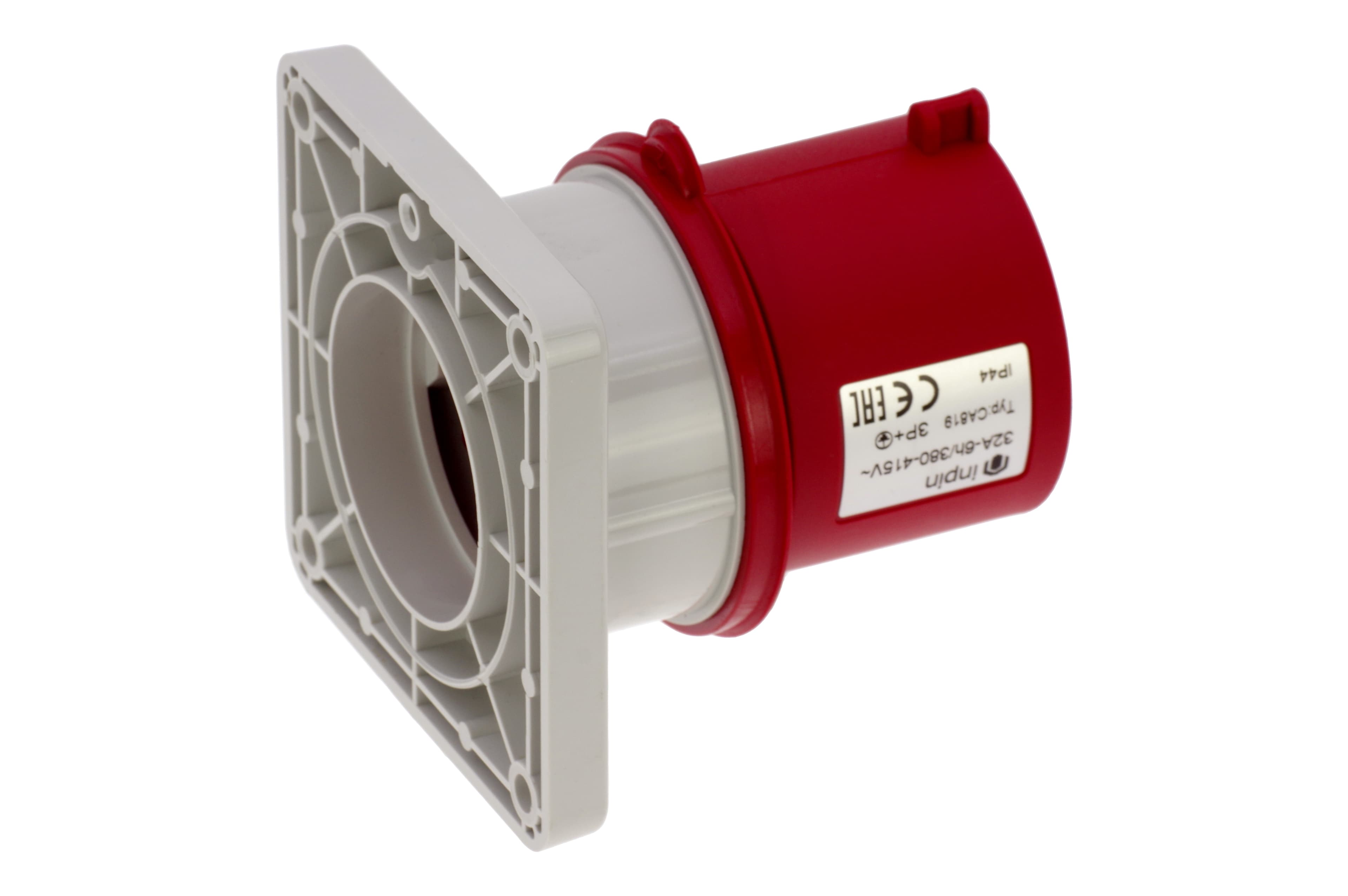 Вилка встраиваемая 32A/400V/3P+E/IP44, фланец 86x86