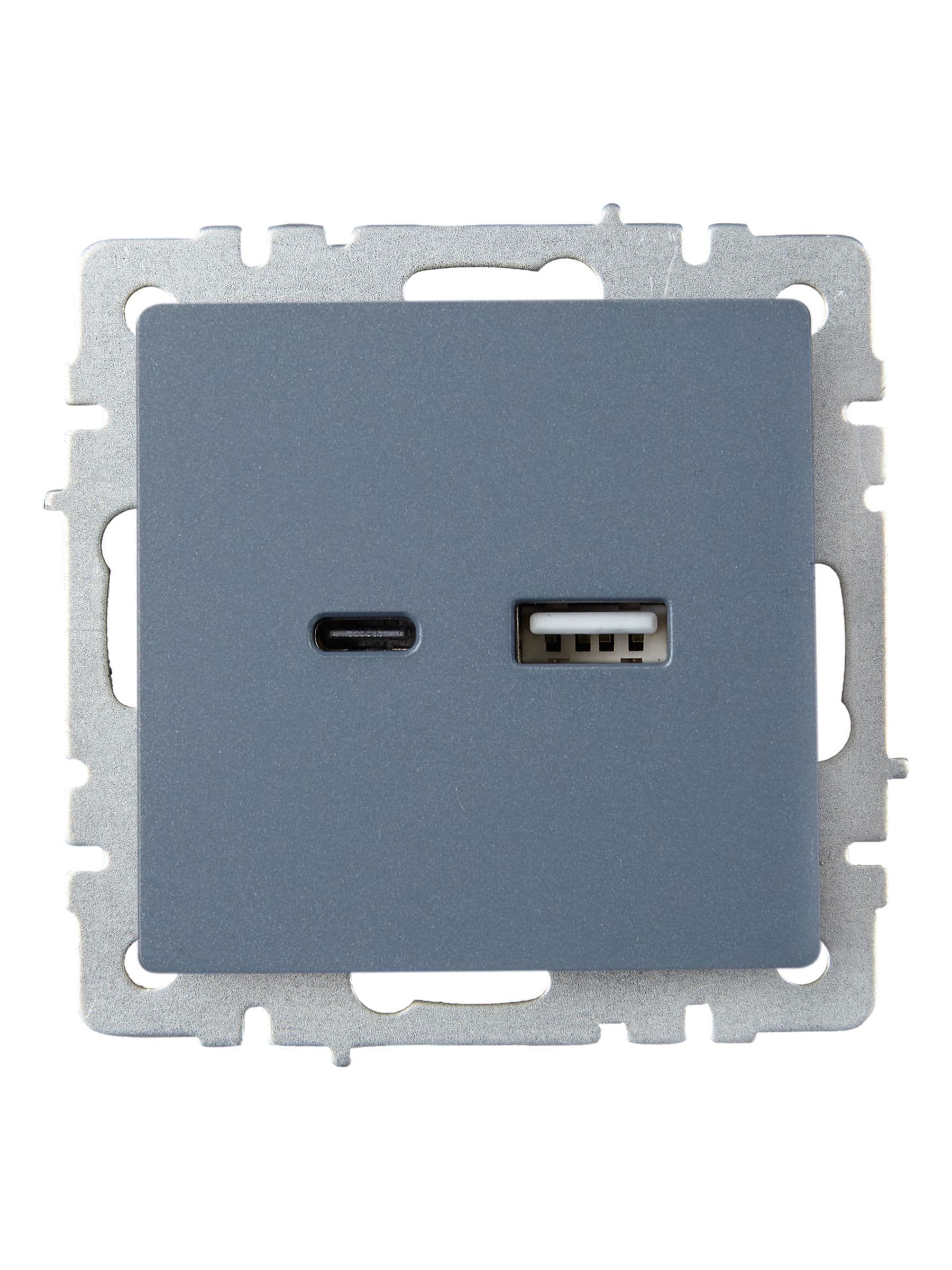 Розетка USB A+C 18Вт РЮ11-1-БрМ маренго BRITE