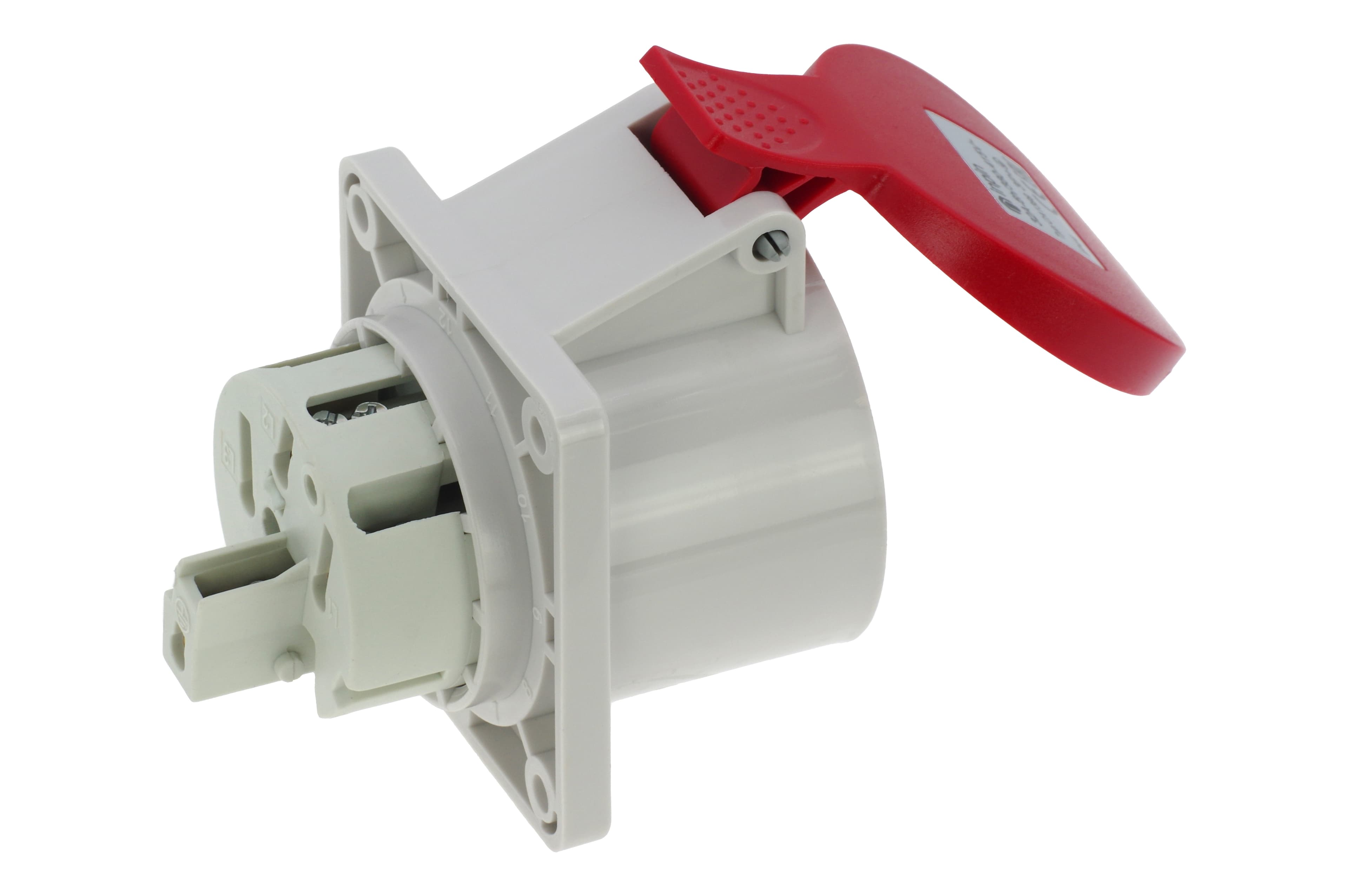 Розетка встраиваемая 32A/400V/3P+E/IP44, фланец 75x75