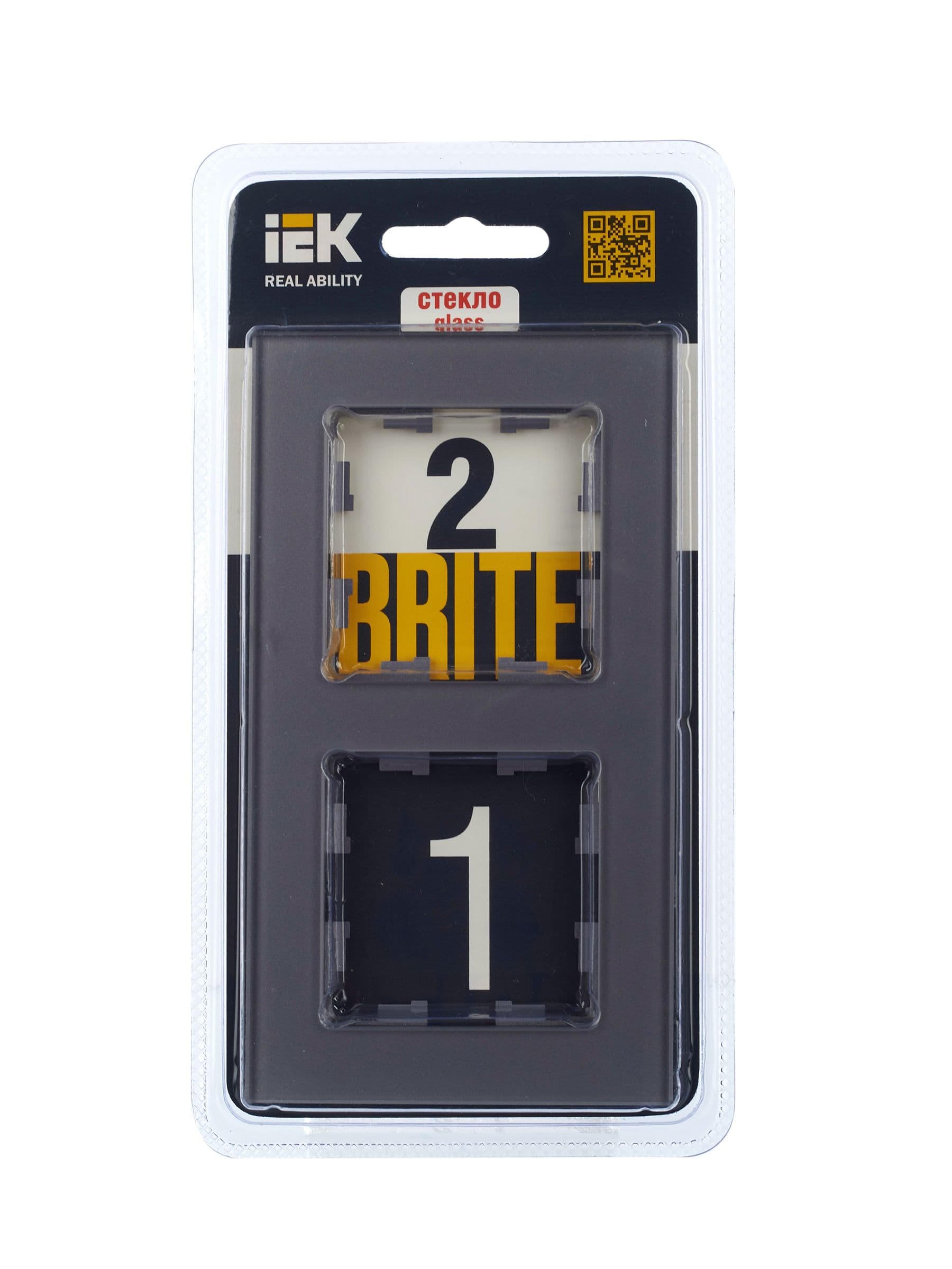 BRITE Рамка 2 -местная РУ-2-2-БрСе стекло серый