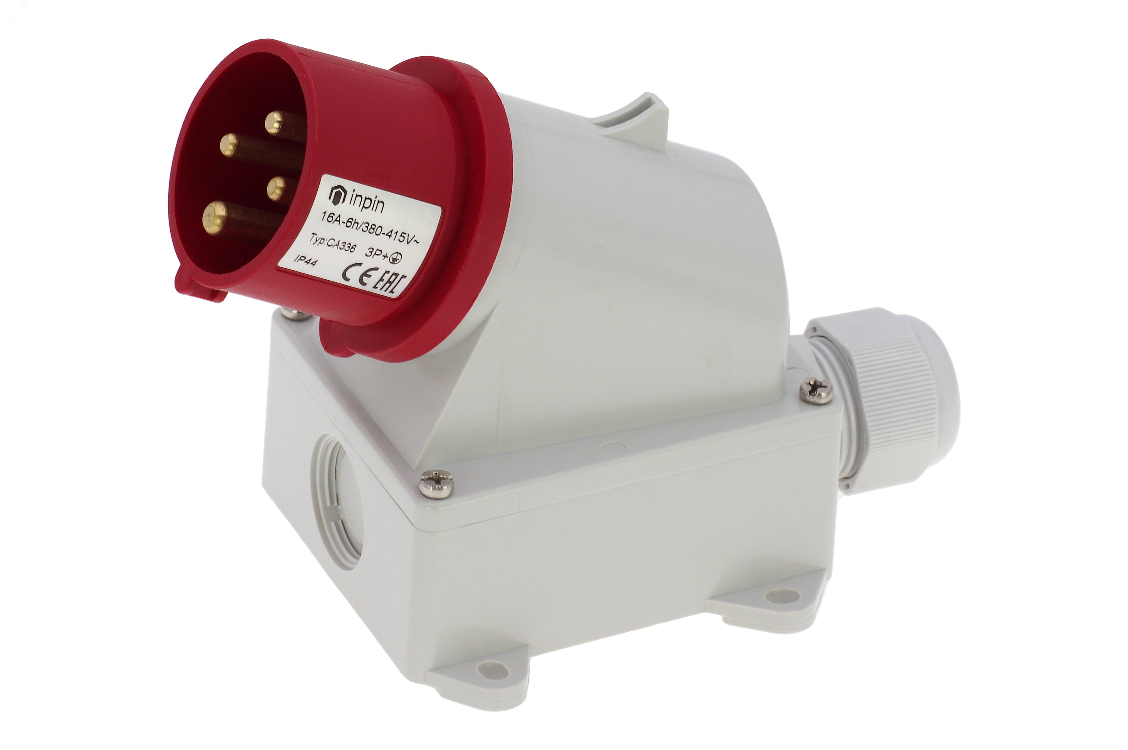 Вилка настенная 16A/400V/3P+E/IP44