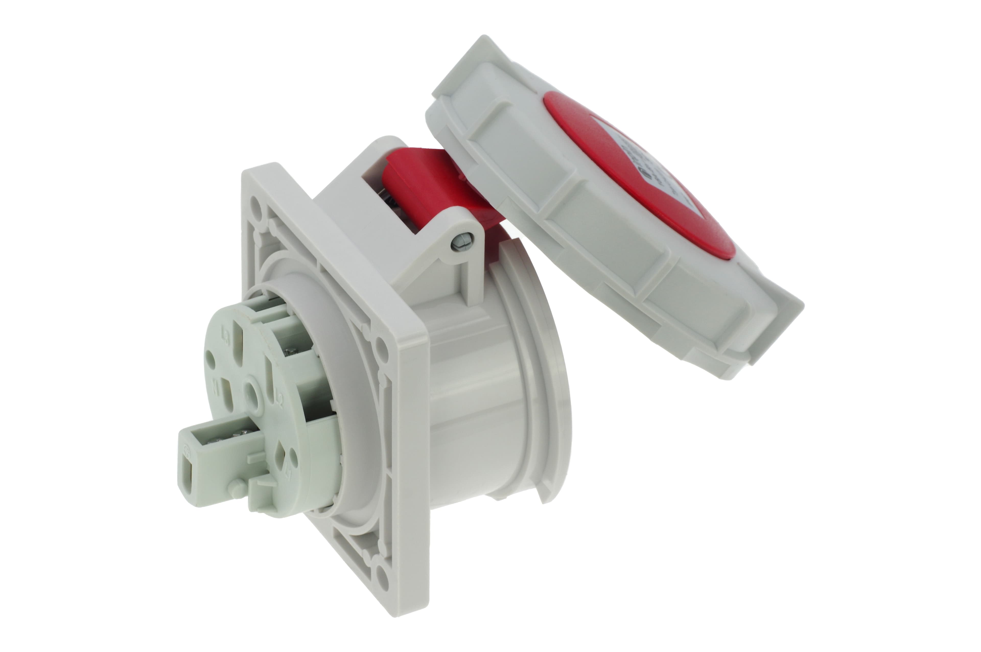Розетка встраиваемая 16A/400V/3P+N+E/IP67, фланец 75x75