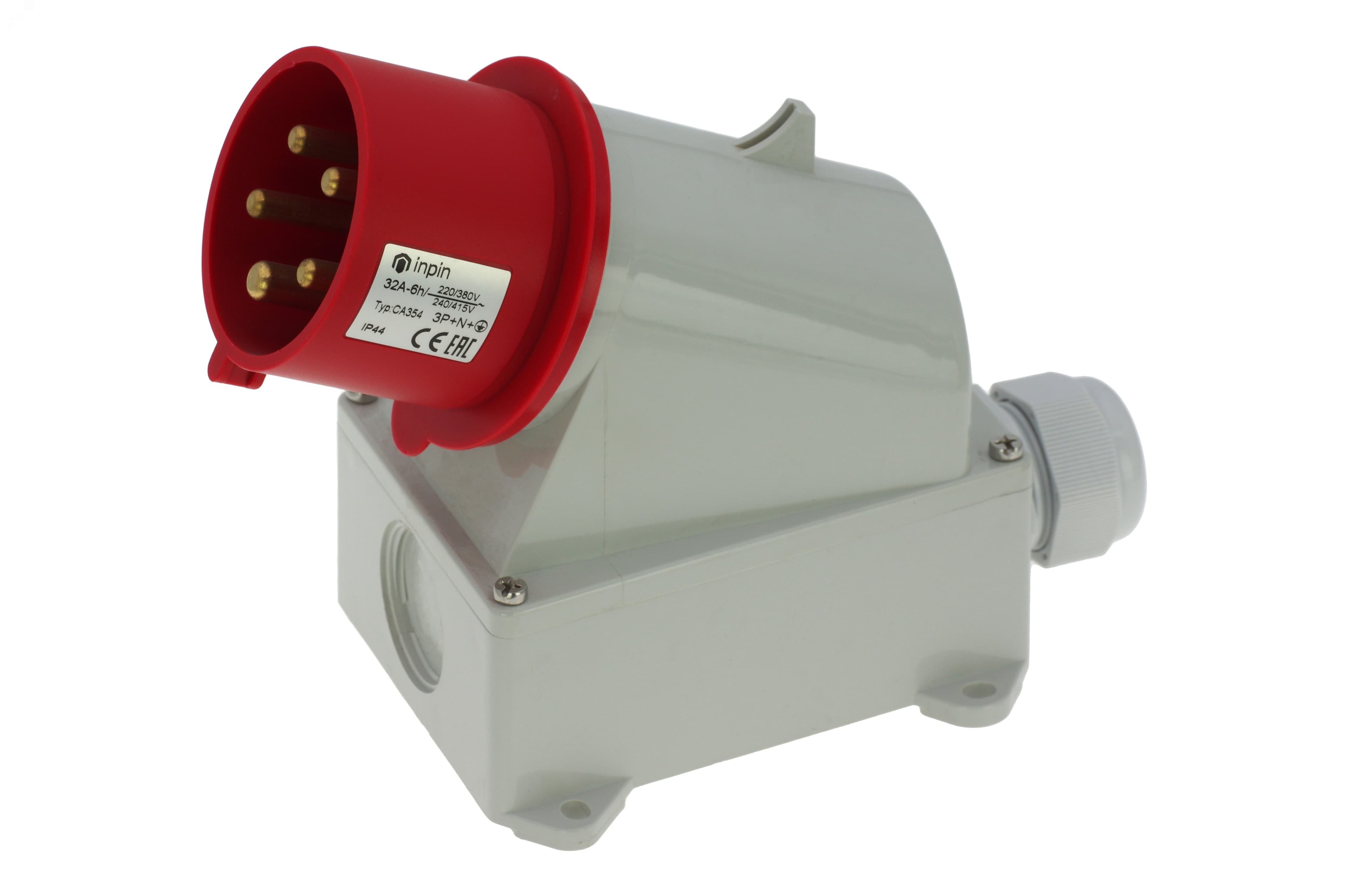 Вилка настенная 32A/400V/3P+N+E/IP44