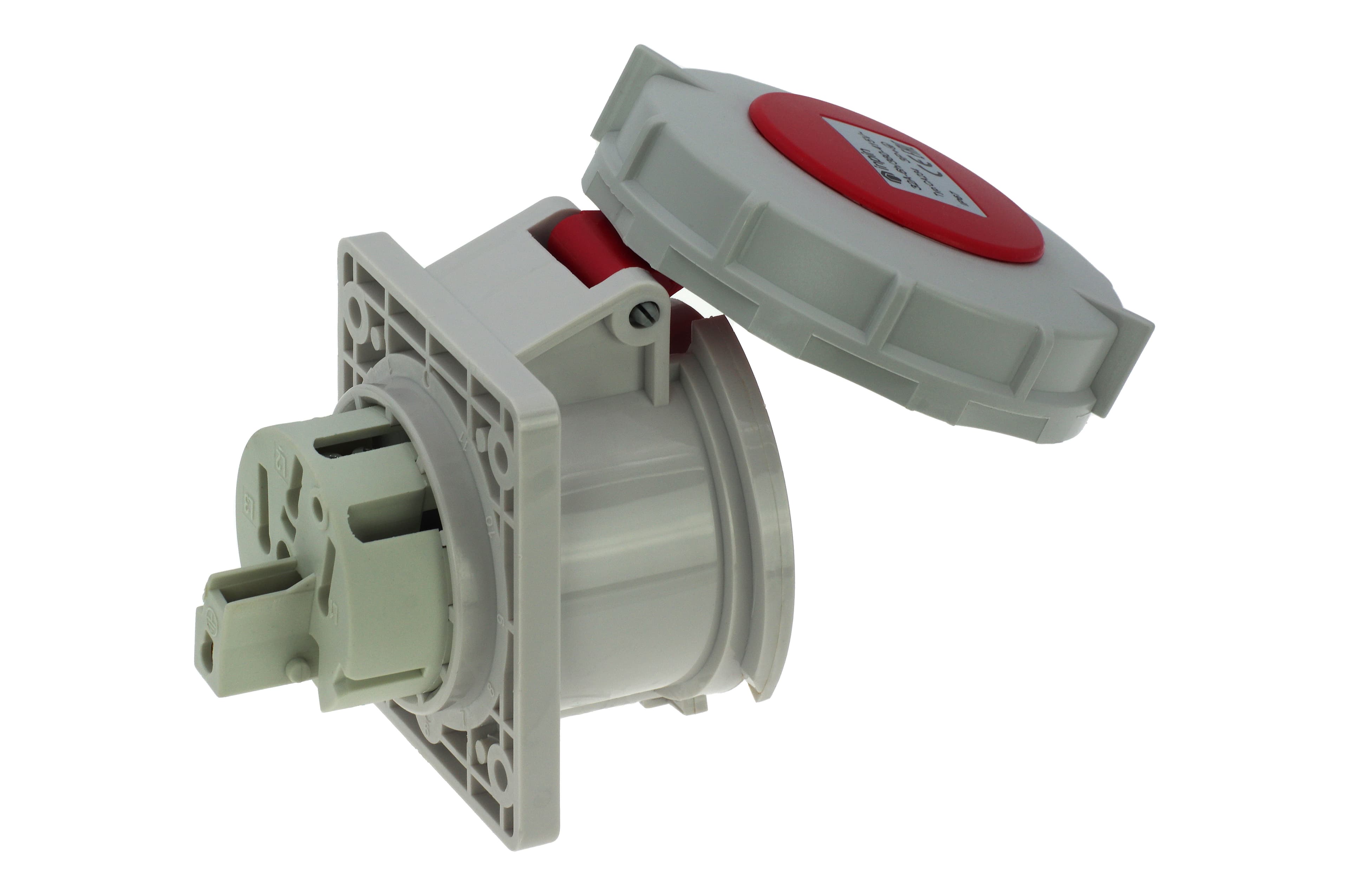 Розетка встраиваемая 32A/400V/3P+E/IP67, фланец 75x85