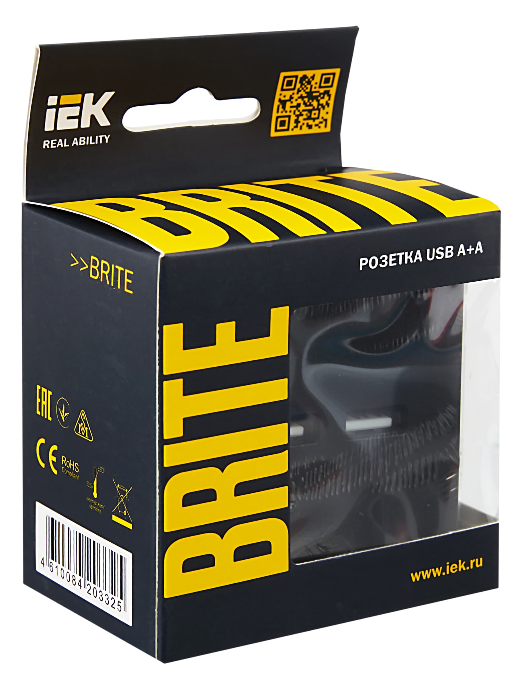 BRITE Розетка USB A+A 5В 3,1А РЮ10-1-БрЧ черный
