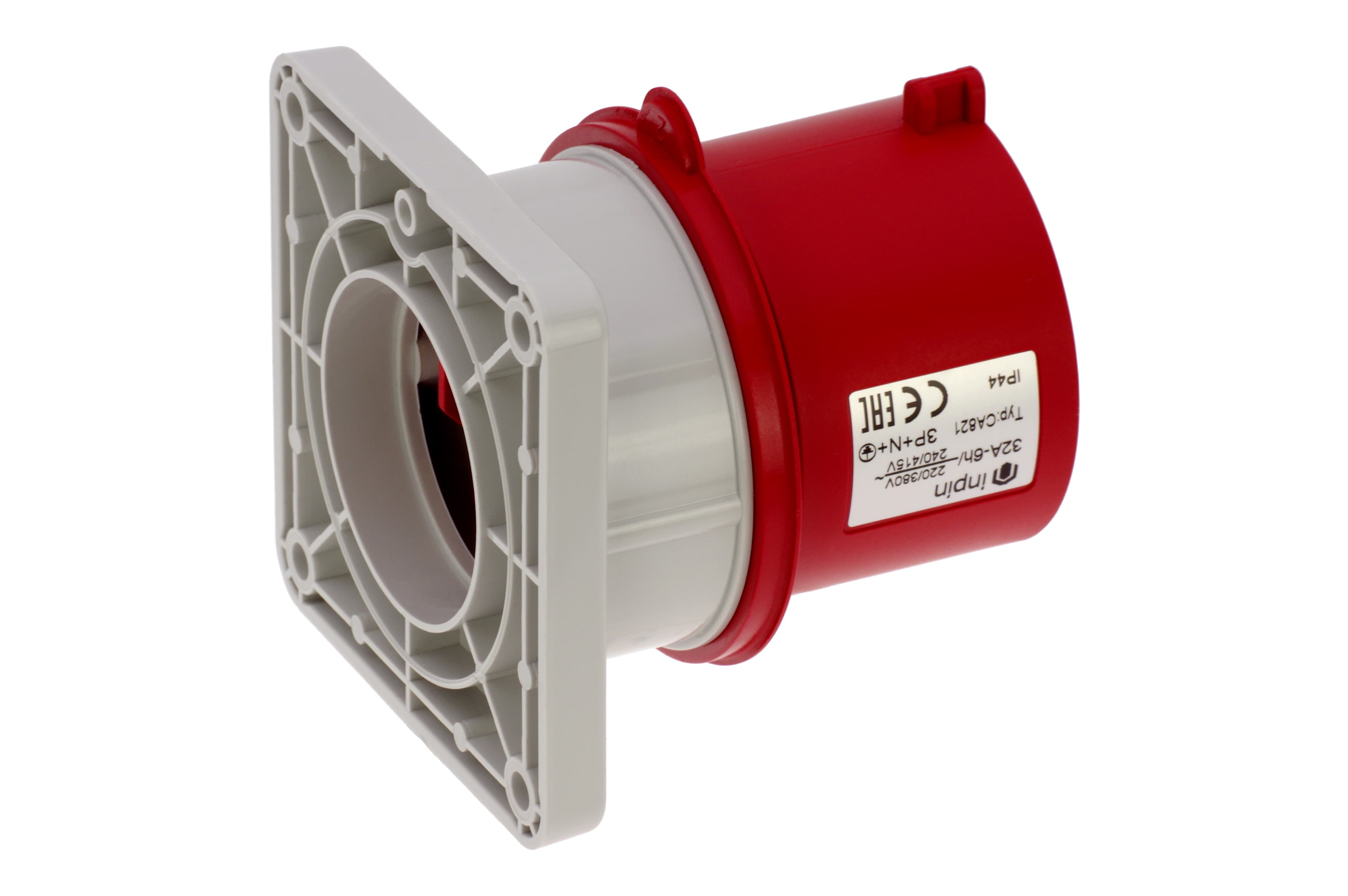 Вилка встраиваемая 32A/400V/3P+N+E/IP44, фланец 86x86
