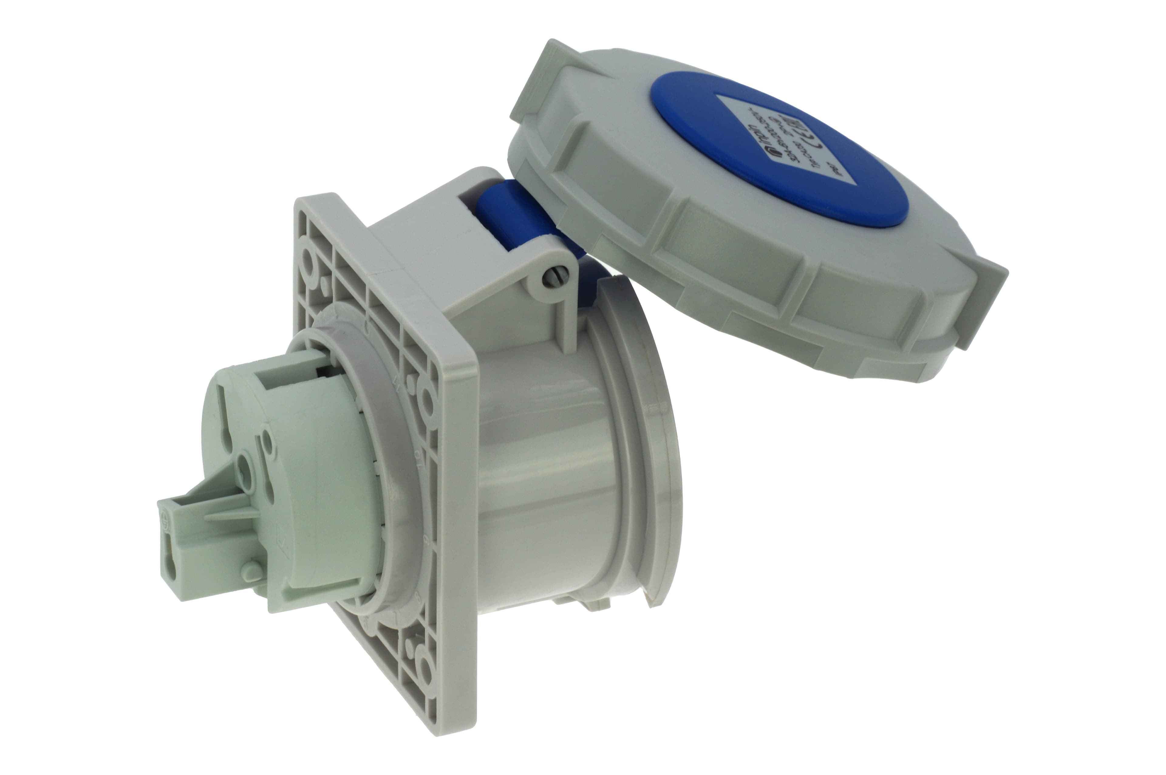 Розетка встраиваемая 32A/230V/1P+N+E/IP67, фланец 75x85