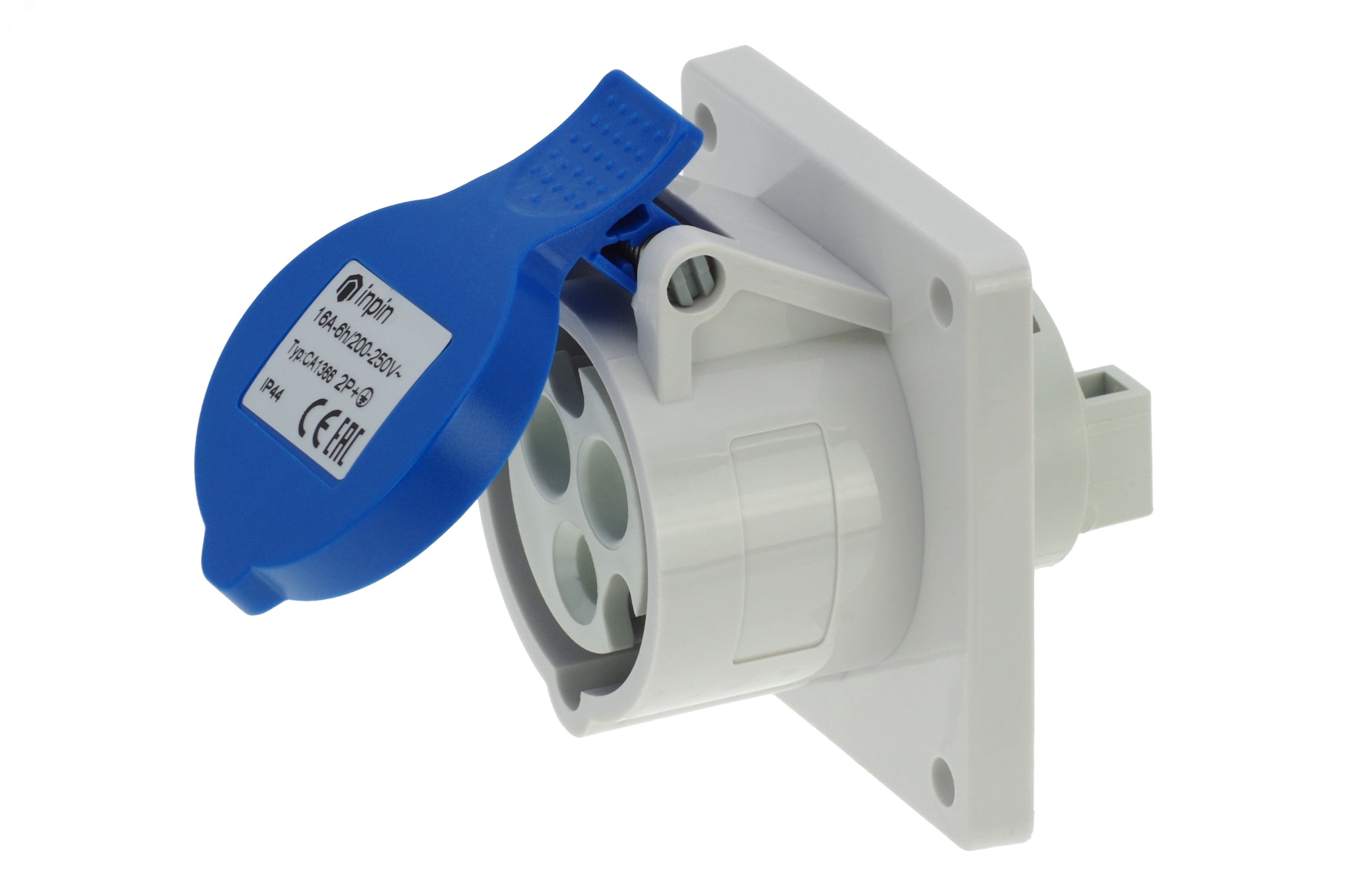 Розетка встраиваемая 16A/230V/1P+N+E/IP44, фланец 75x75